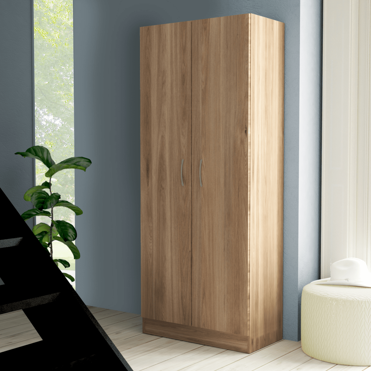 Armadio guardaroba "Contact2" in legno a 2 ante con appendiabiti cm 71x52 181h - MondoViro