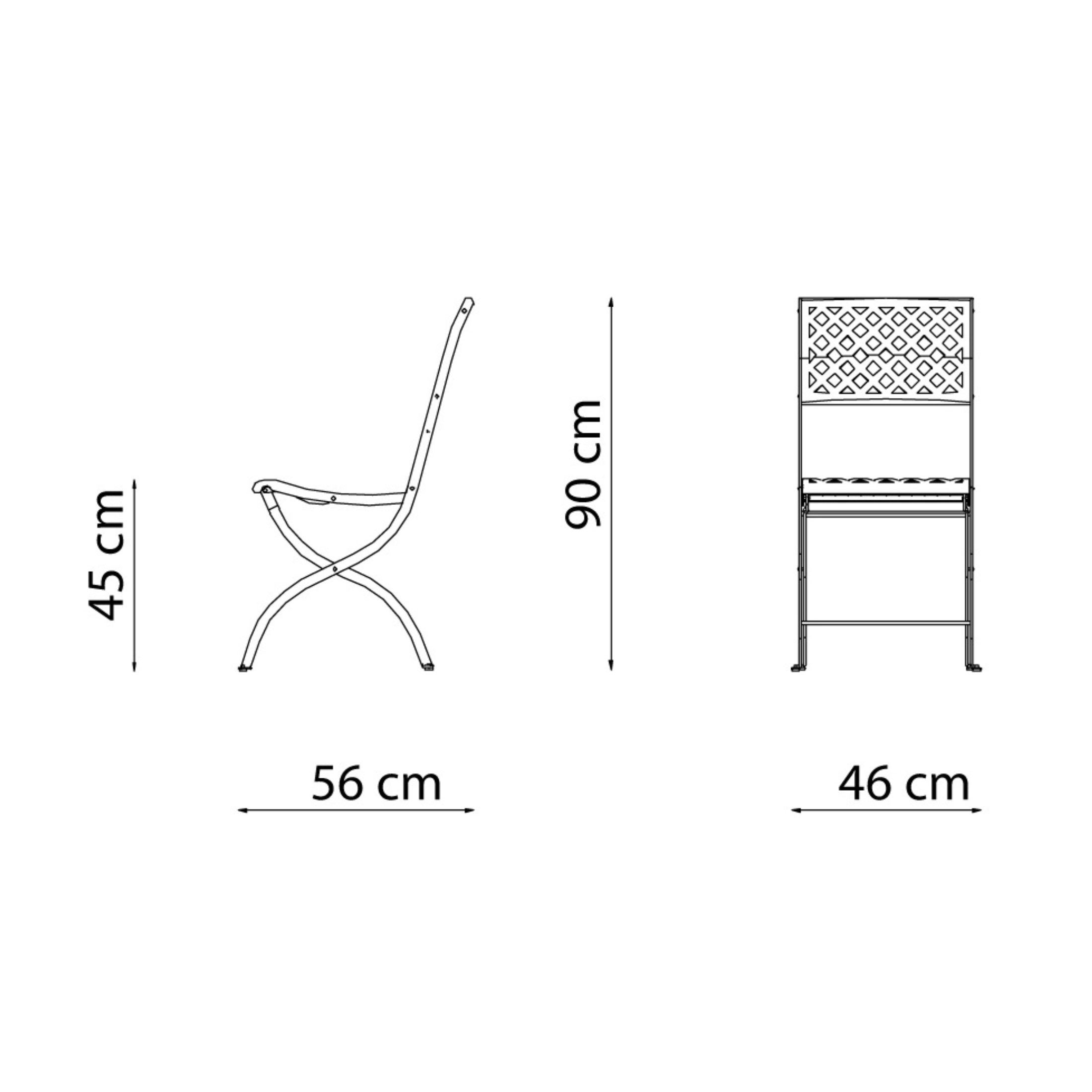 Set di sedie pieghevoli moderne in metallo "Springtime" da giardino cm 45x56 90h
