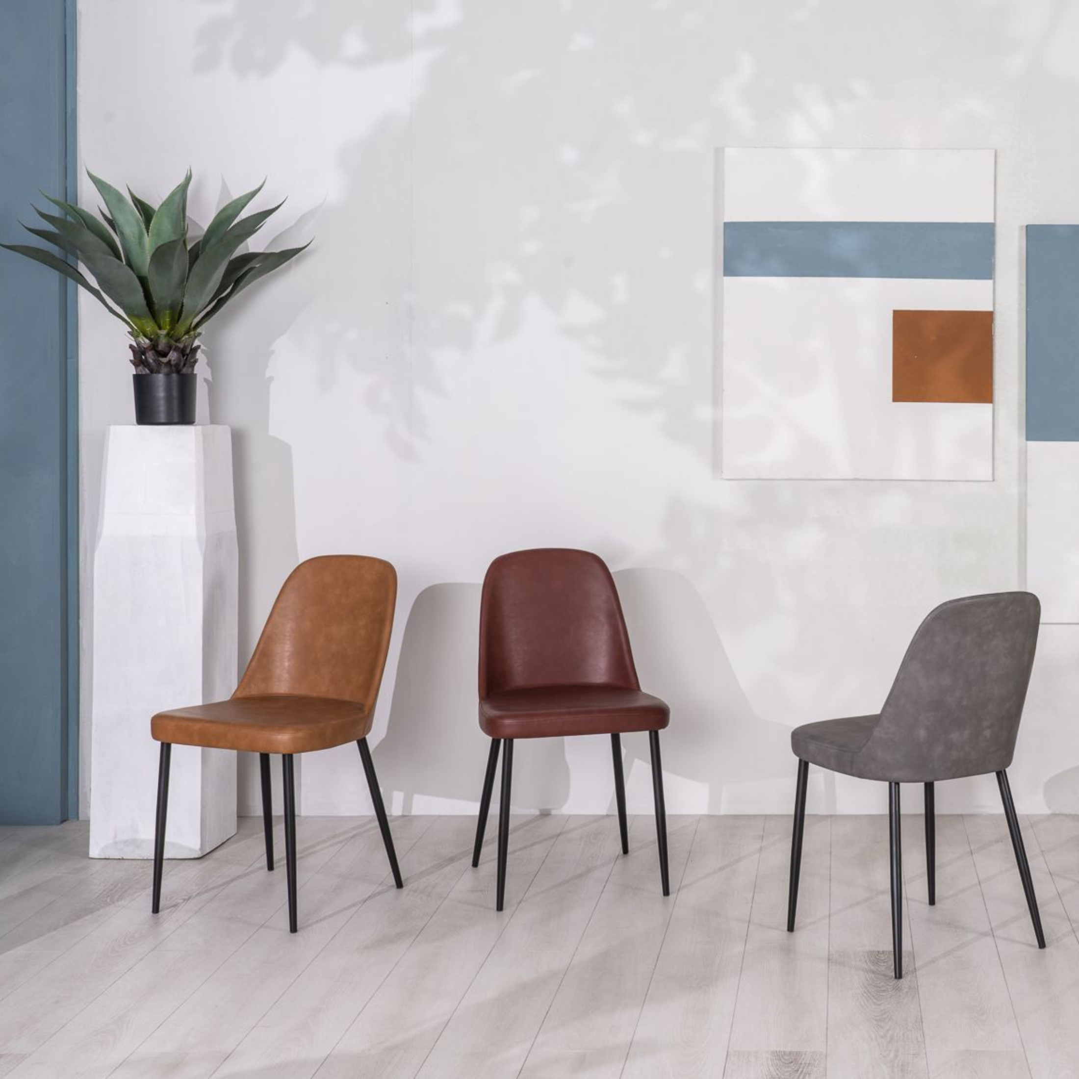 Set di sedie moderne da pranzo "Damasco" imbottite in similpelle soft touch