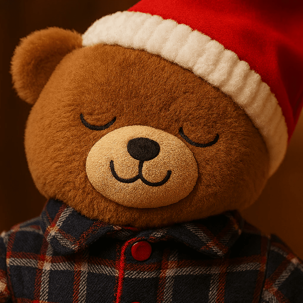 Orsetto natalizio con pigiama e cappello di Babbo Natale, decorazione morbida cm 30h - MondoViro