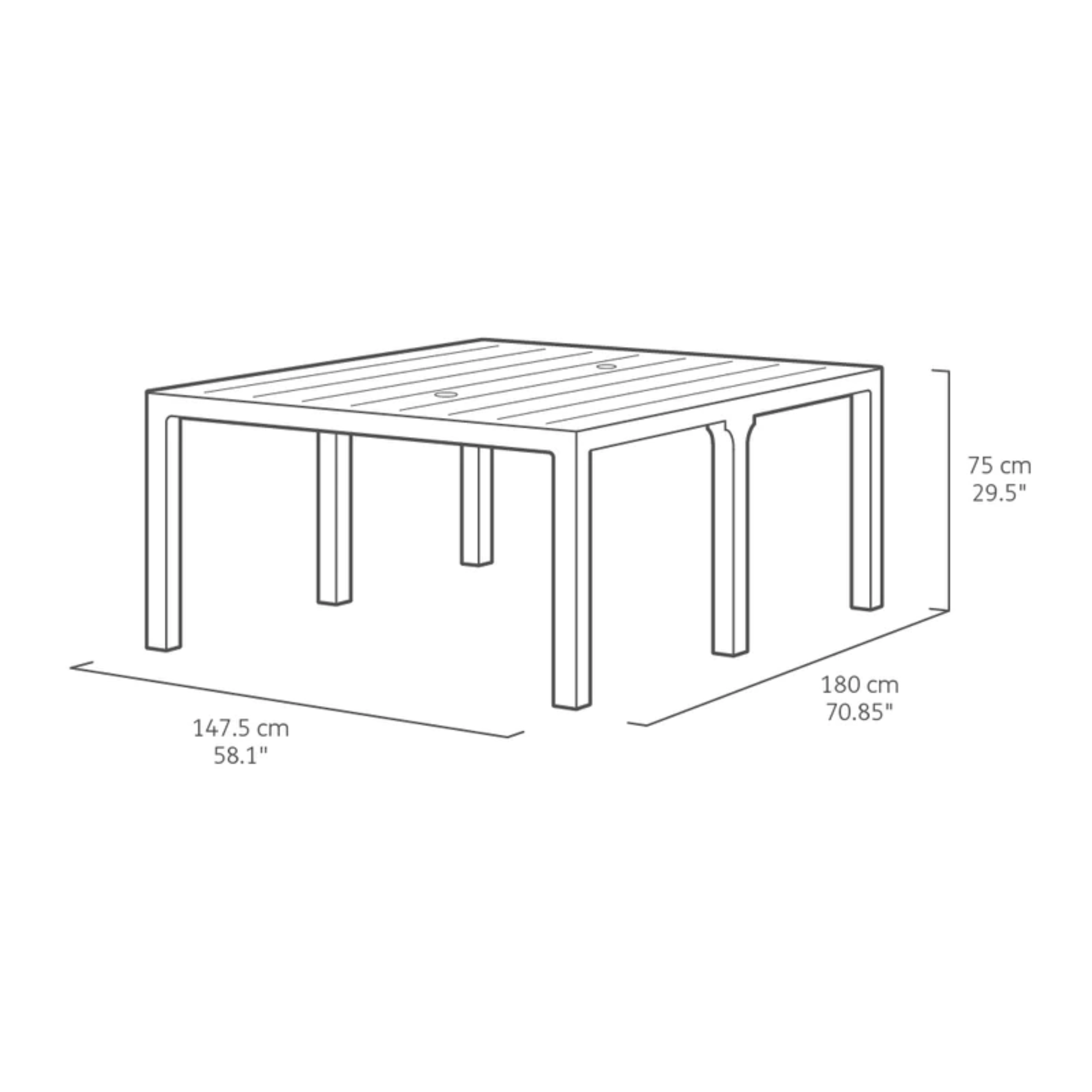 Tavolo da esterno "Julie" dogato in resina quadrato e rettangolare per giardino cm 295x90 74,5h