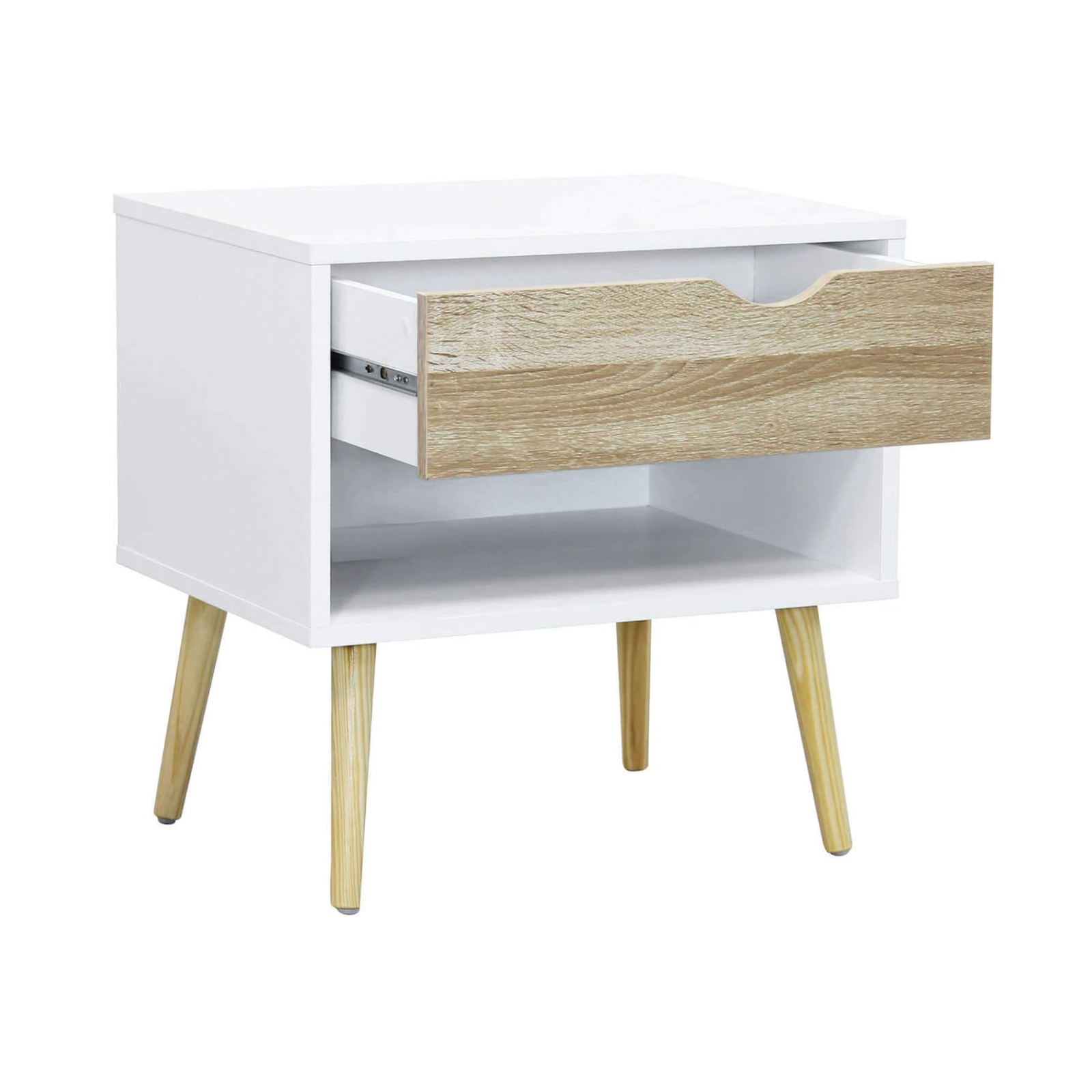 Comodino moderno in legno "Oslo" mobile da letto con 1 cassetto cm 50x39 50h