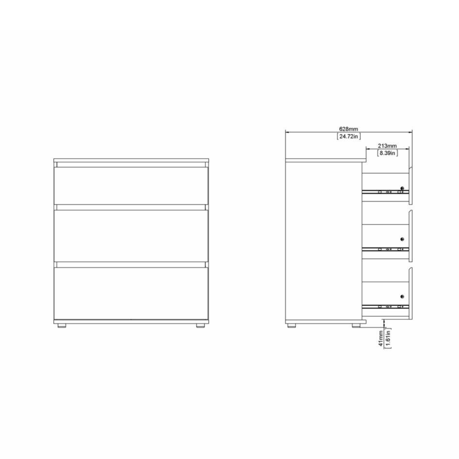 Cassettiera moderna per camera da letto "Nova" in legno bianco e rovere