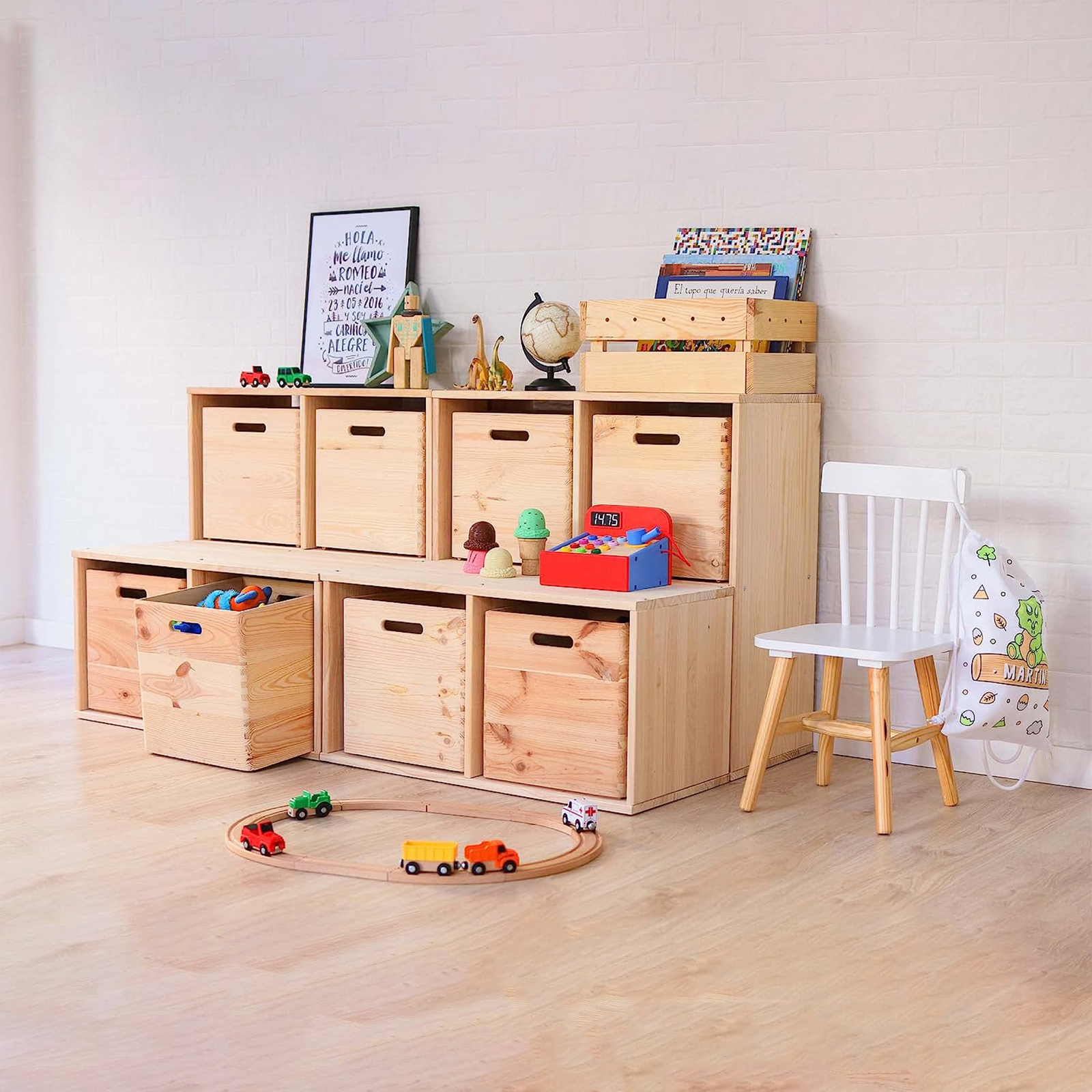 Libreria componibile in legno "Cubo" scaffale modulare da muro con vani a giorno