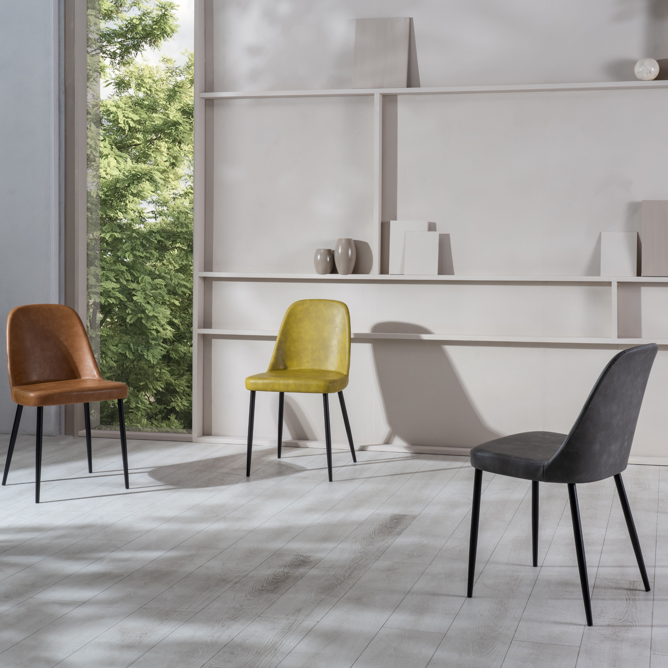 Set di sedie moderne da pranzo "Damasco" imbottite in similpelle soft touch