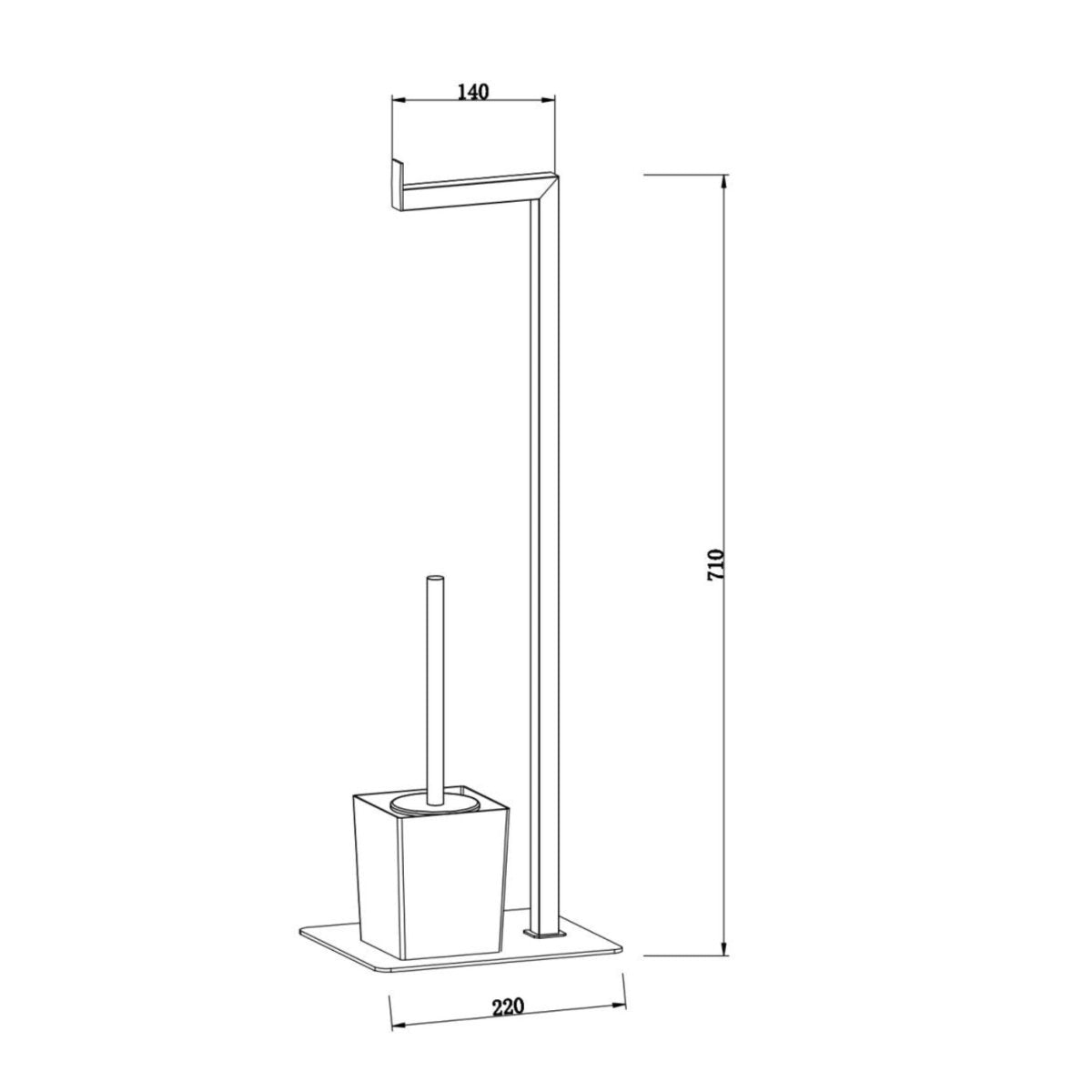 Piantana con portarotolo e porta scopino bianco "Étienne" in acciaio cromato lucido - MondoViro