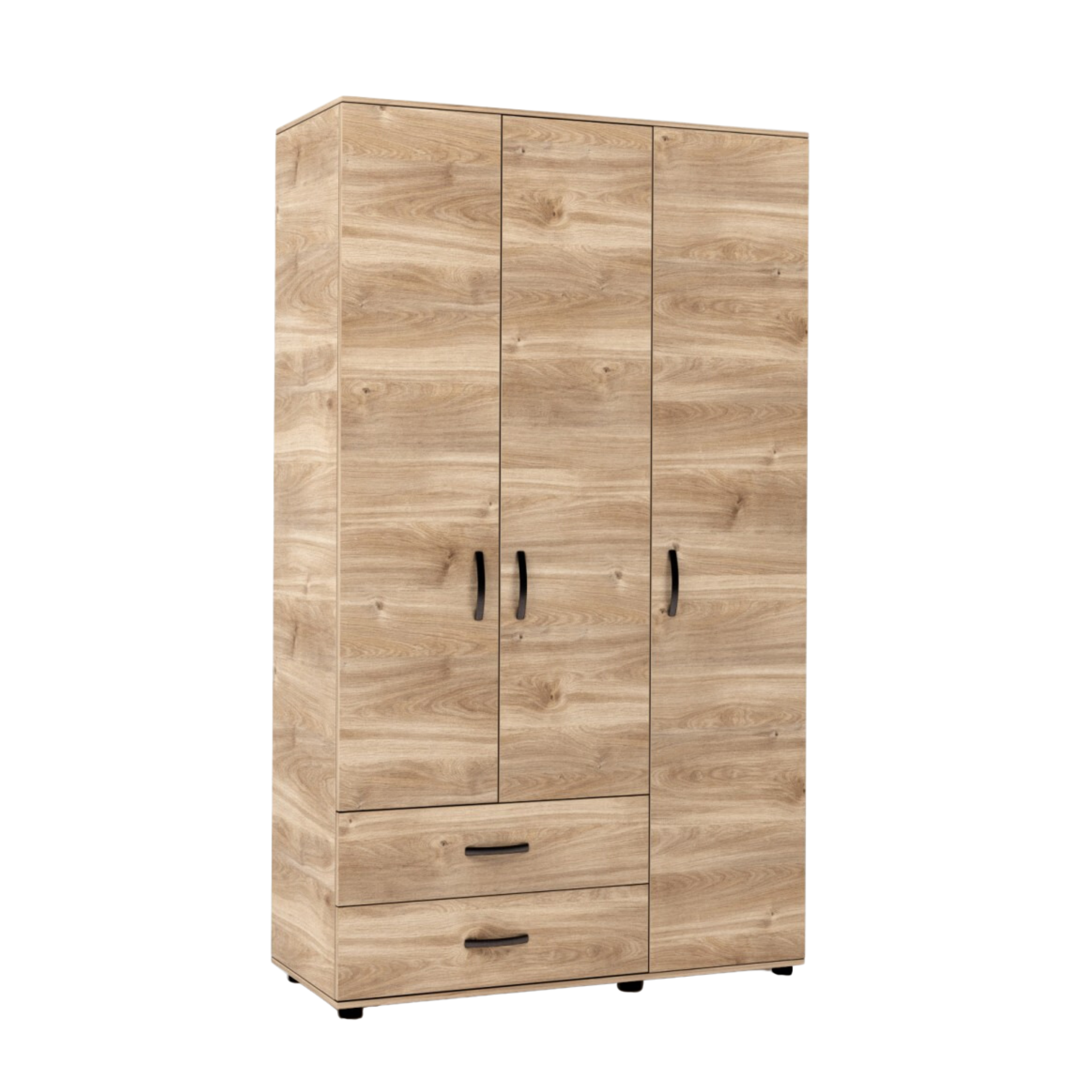 Armadio guardaroba moderno "Classy" in legno a 3 ante e 2 cassetti cm 120x52 205h
