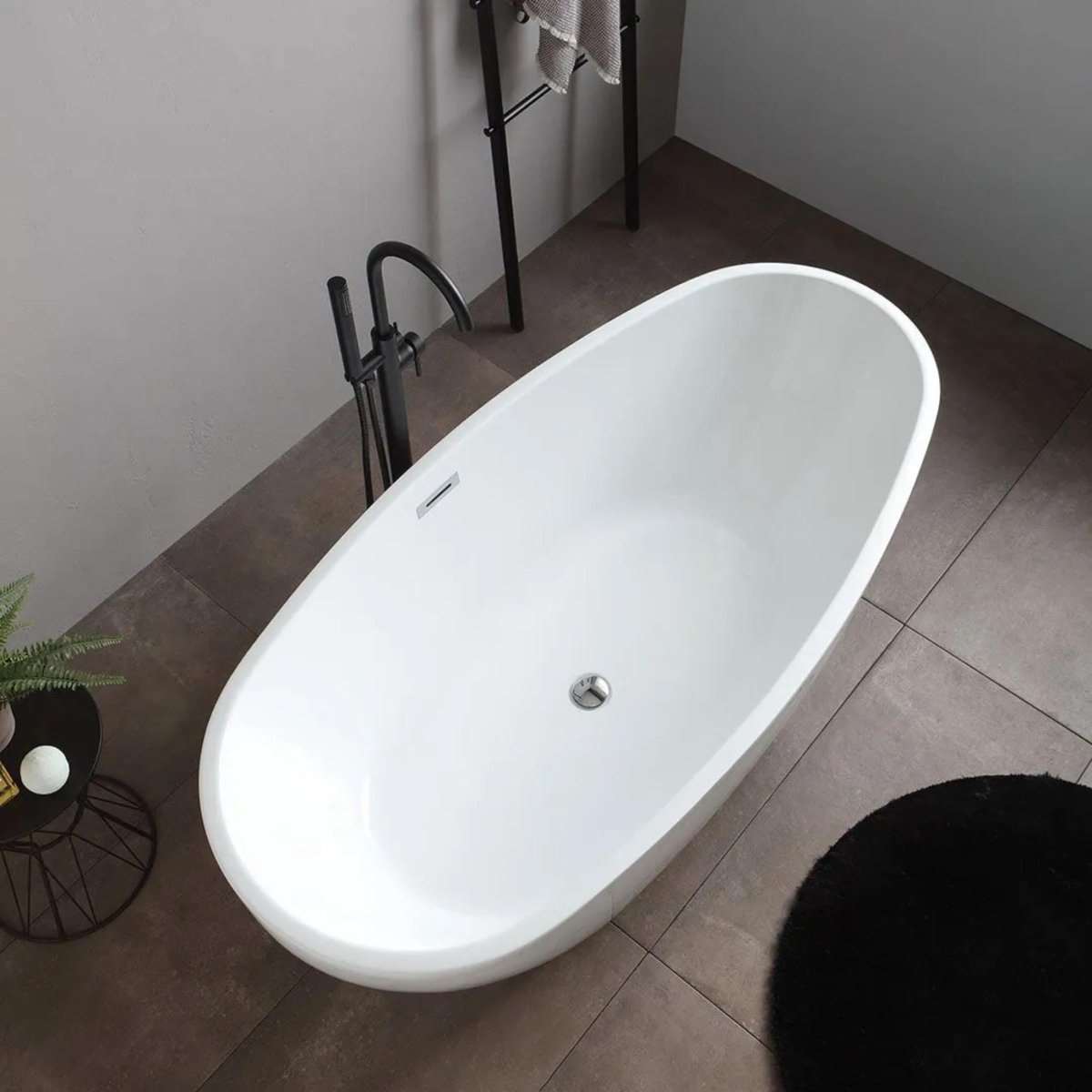 Vasca da bagno a centro stanza "Arianna" in acrilico bianco cm 170x80 55h - MondoViro