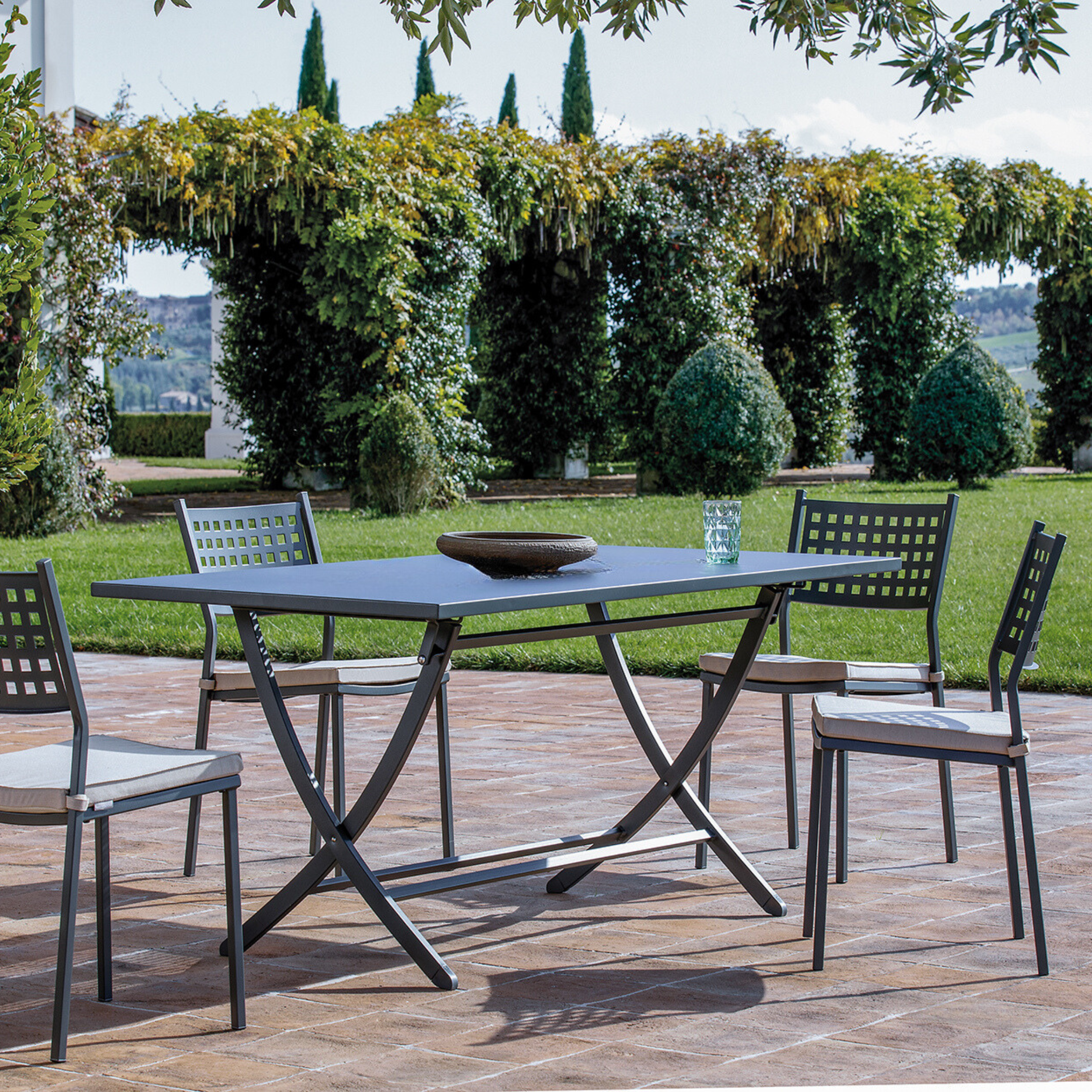 Tavolo pieghevole in metallo zincato "Vegas" per giardino h 75 cm