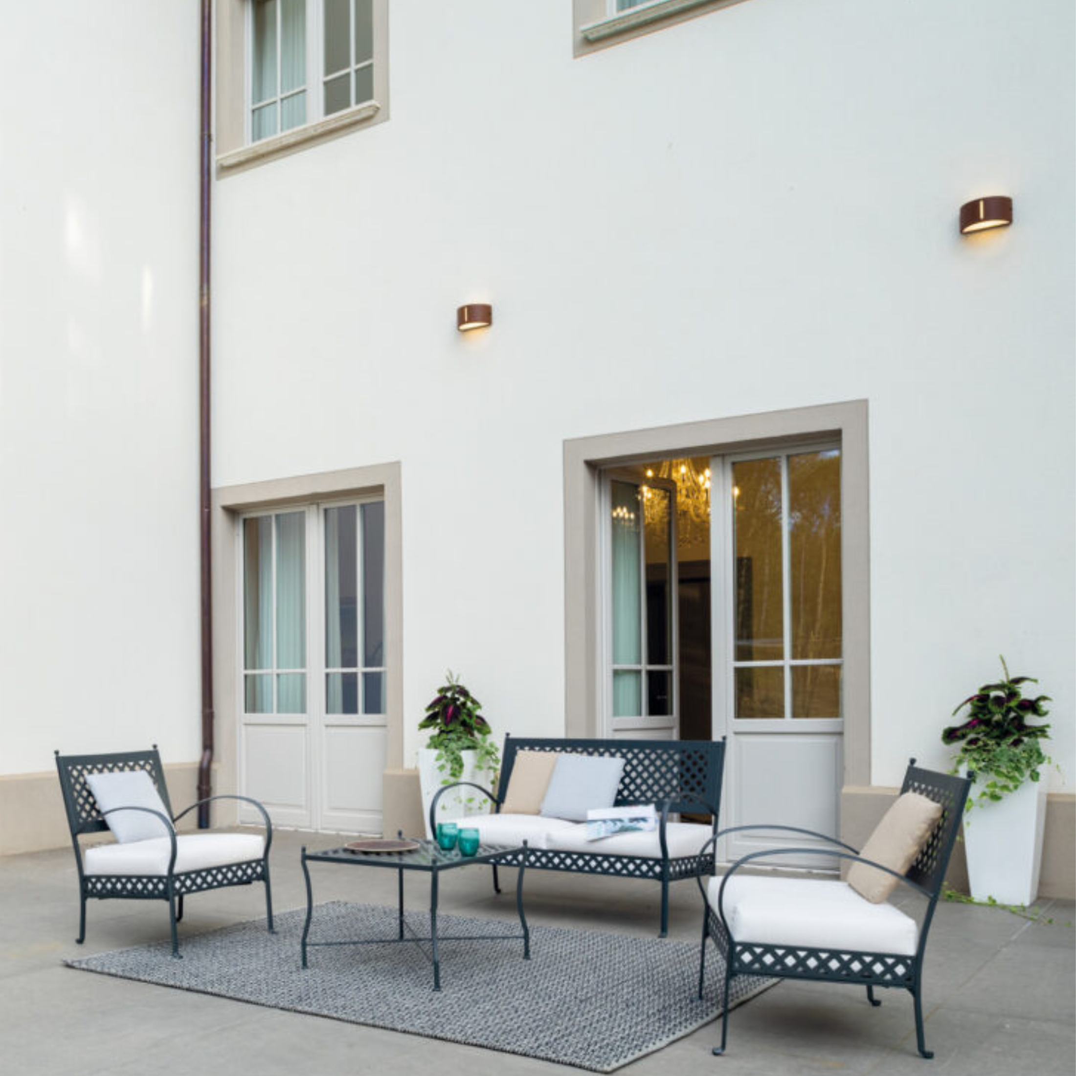 Divano da esterno in metallo "Springtime" panca lounge cm 124x75 83h