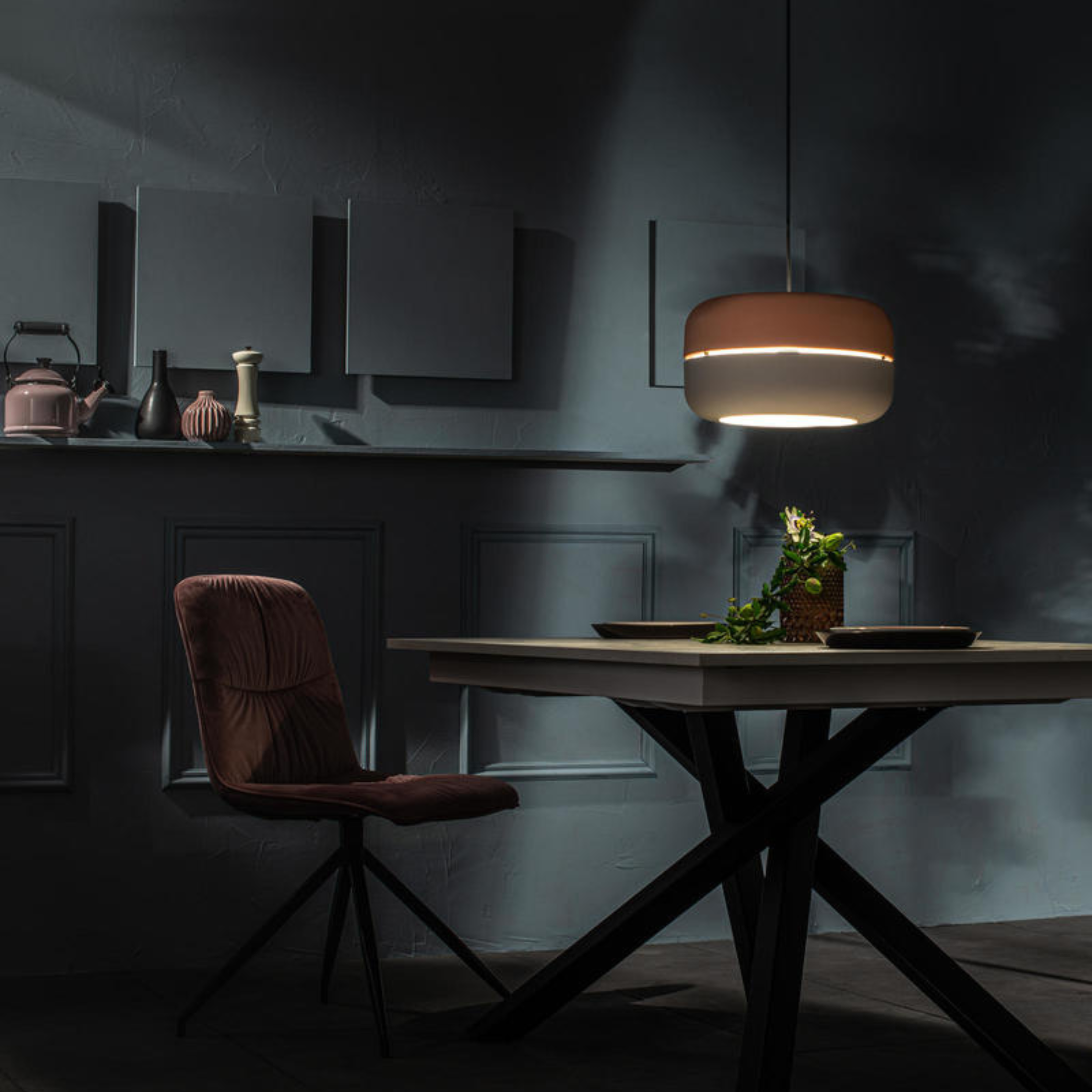 Lampada in metallo con paralume "Spica" da terra tavolo e sospesa