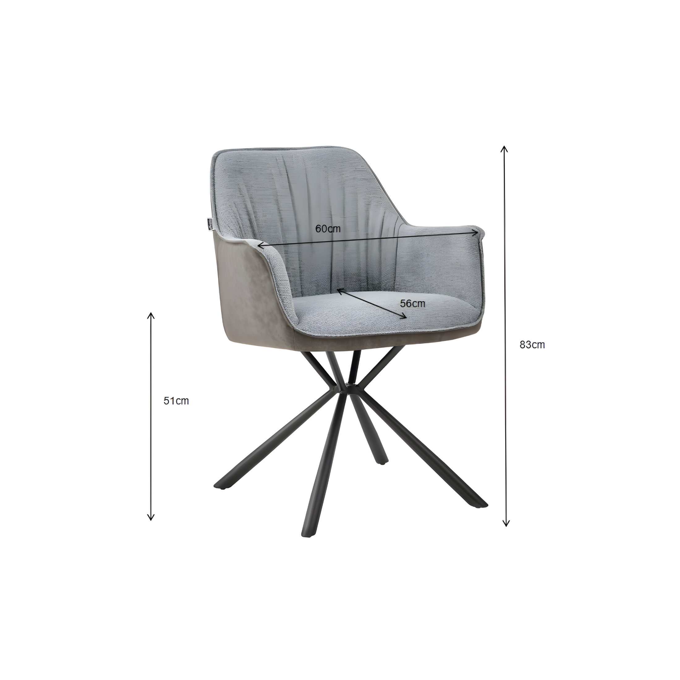 Set di sedie da pranzo "Comet" imbottite in tessuto ed ecopelle con gambe in metallo cm 60x62 83h