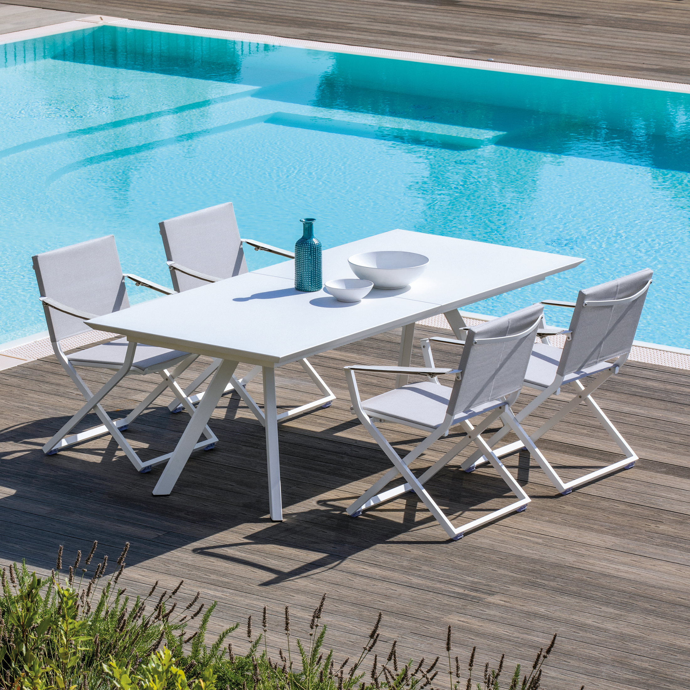 Set di sedie pieghevoli da giardino "Fellini" con schienale e seduta in tessuto