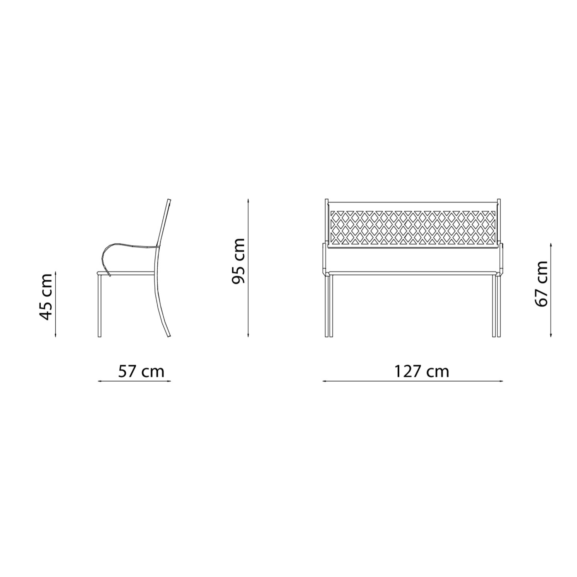 Panca in metallo da giardino "Summertime" sofà impilabile cm 127x56 93h