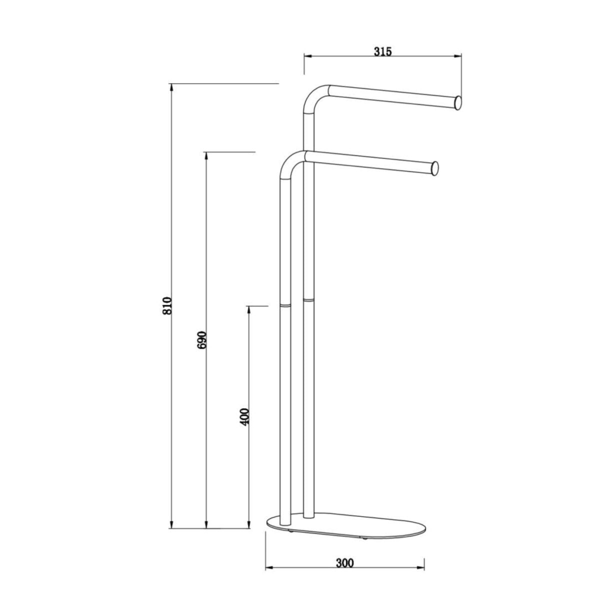 Piantana con 2 bracci porta asciugamani "Katrin" in metallo nero opaco - MondoViro