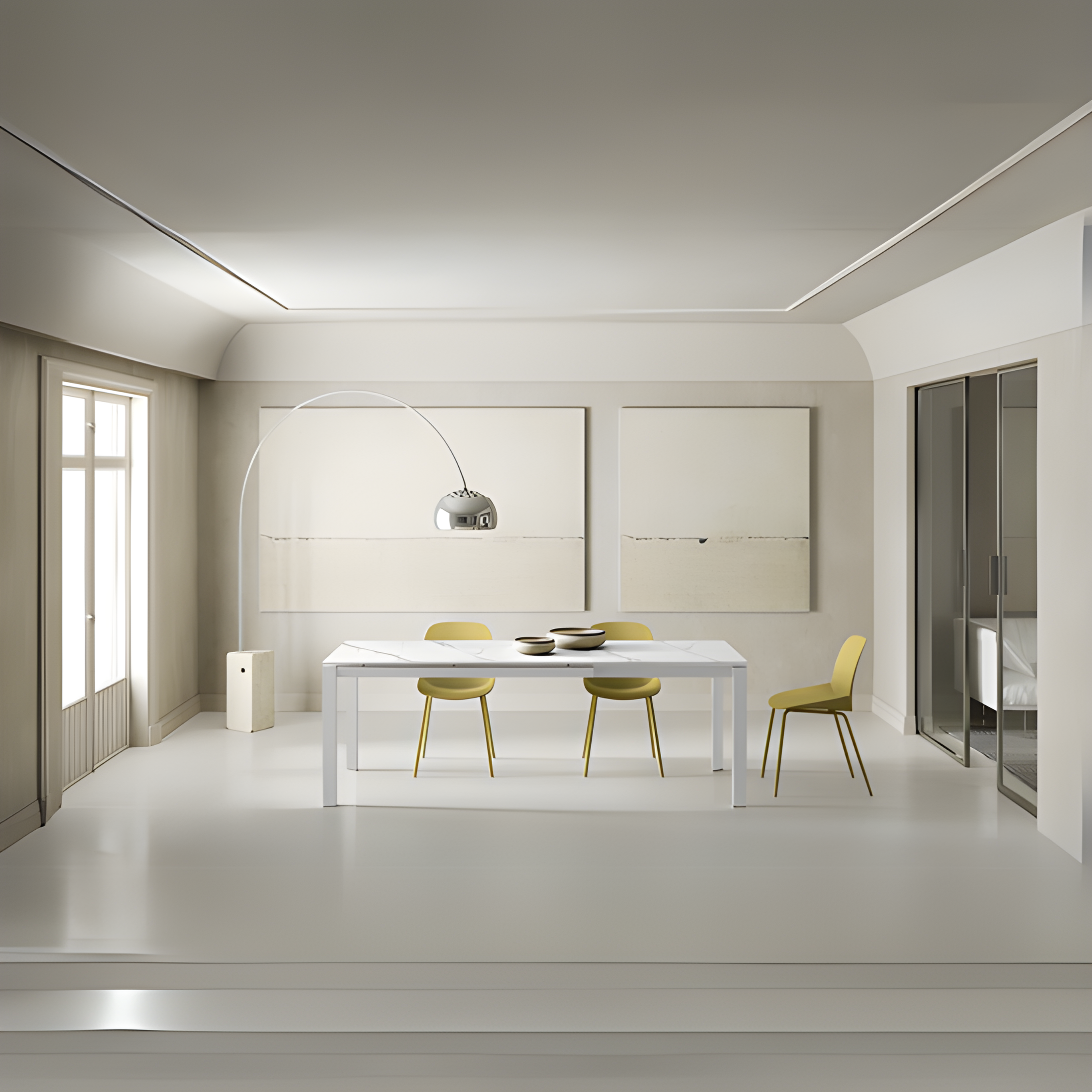 Tavolo allungabile moderno "Filo 24" piano in ceramica gambe in alluminio cm 140/220x90 75h