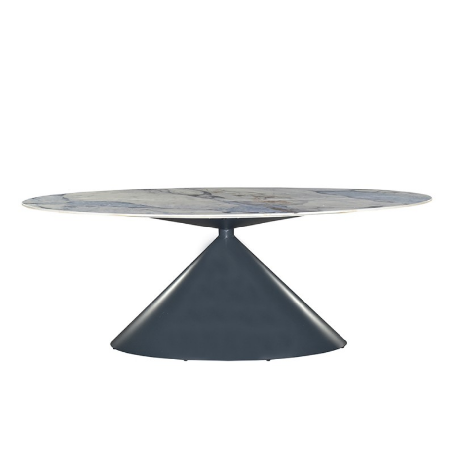 Tavolo ovale fisso "Corte" con piano effetto marmo e base in metallo verniciata a polvere cm 200x80 76h