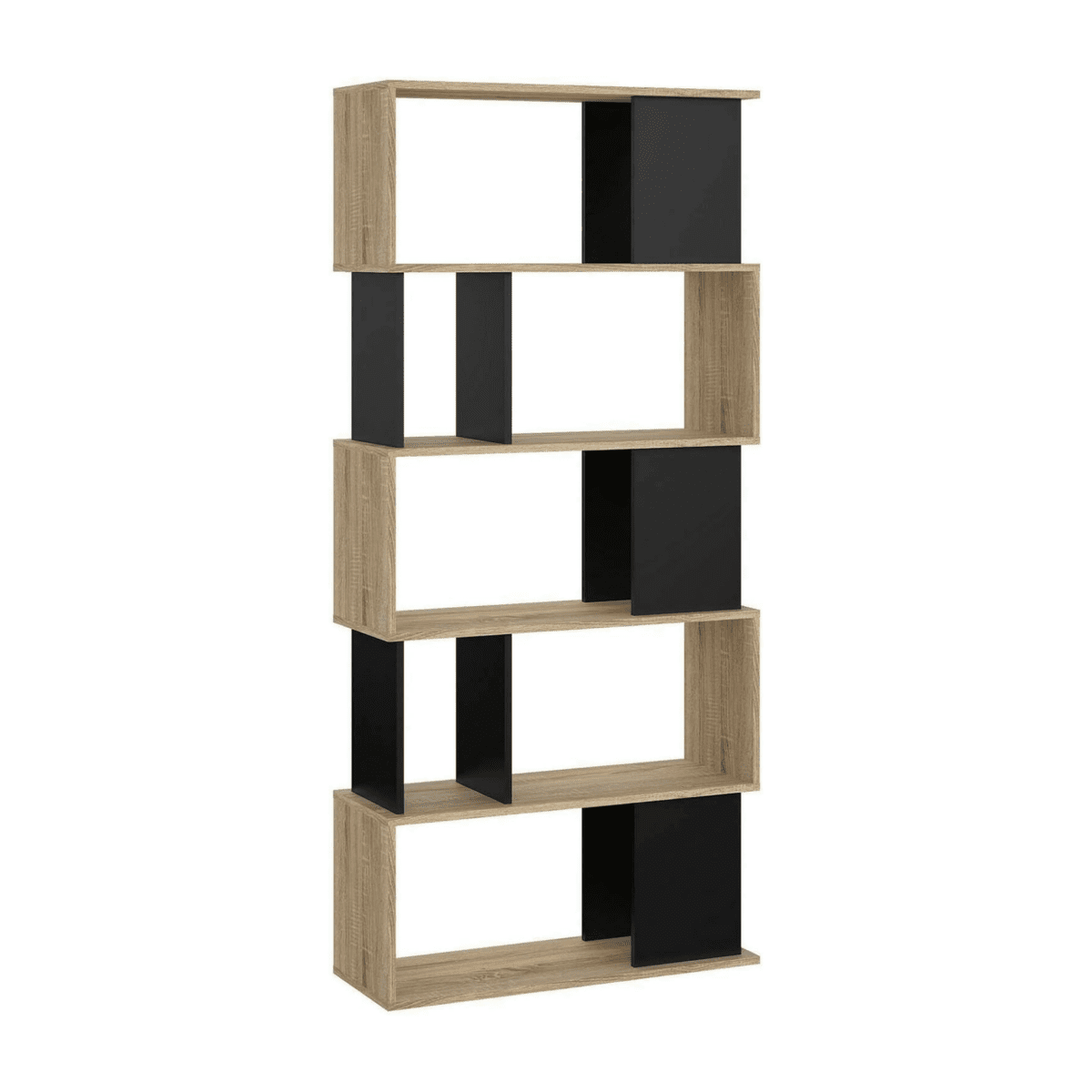 Libreria moderna alta a giorno "Maze" 5 ripiani in legno da soggiorno cm 80x29,5 173,5h - MondoViro