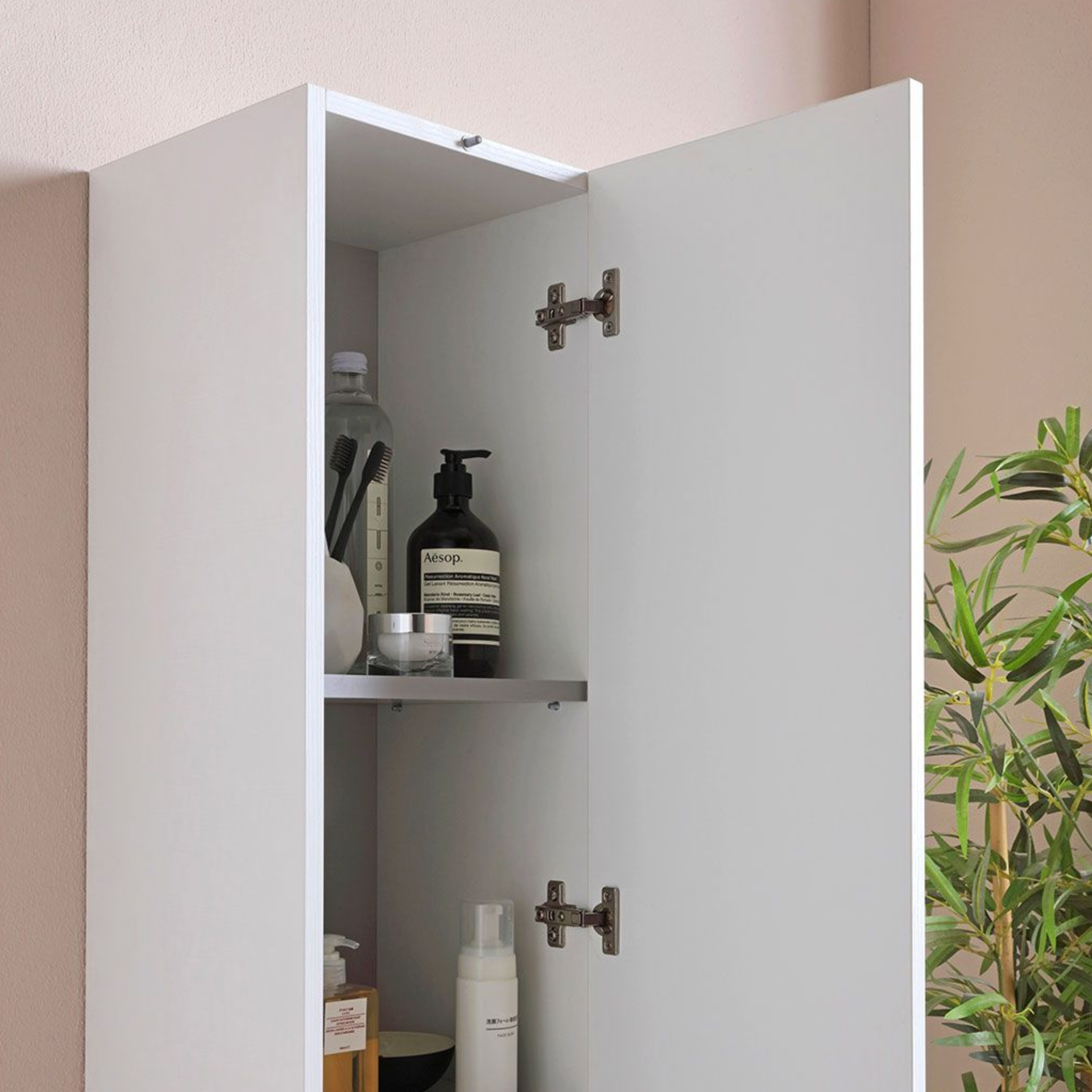 Pensile alto sospeso bianco effetto legno a due ante cm 30x30 170h