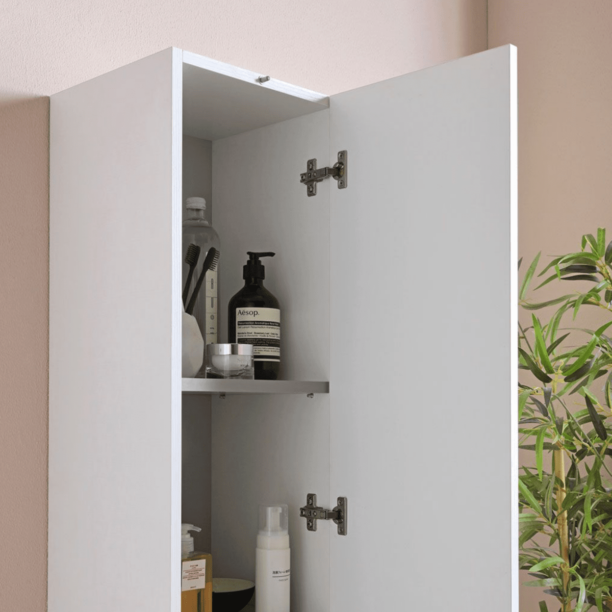 Pensile alto sospeso bianco effetto legno a due ante cm 30x30 170h - MondoViro