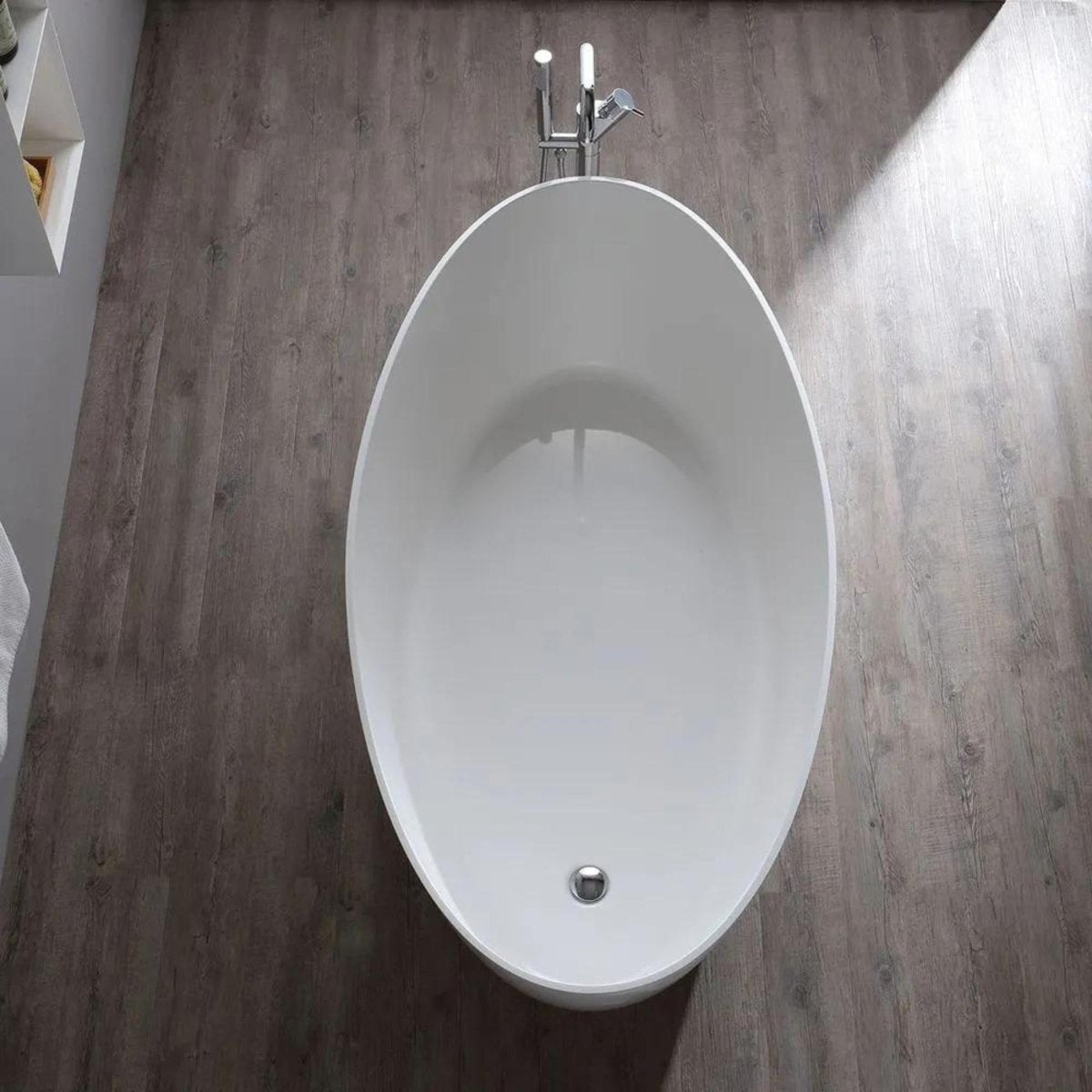 Vasca da bagno ovale moderna "Palma" in resina di marmo bianca cm cm 160,5x80,5 60h - MondoViro