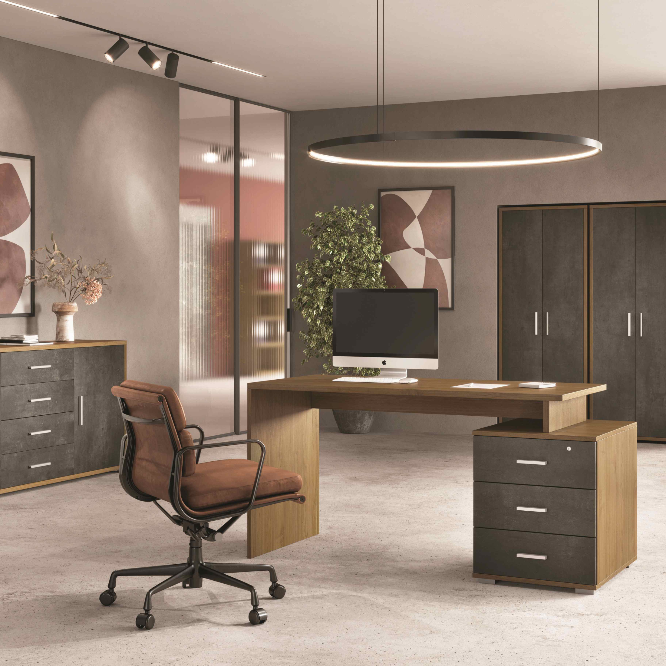 Scrivania 3 cassetti moderna "Amanda" in legno per studio cm 154x65 76h