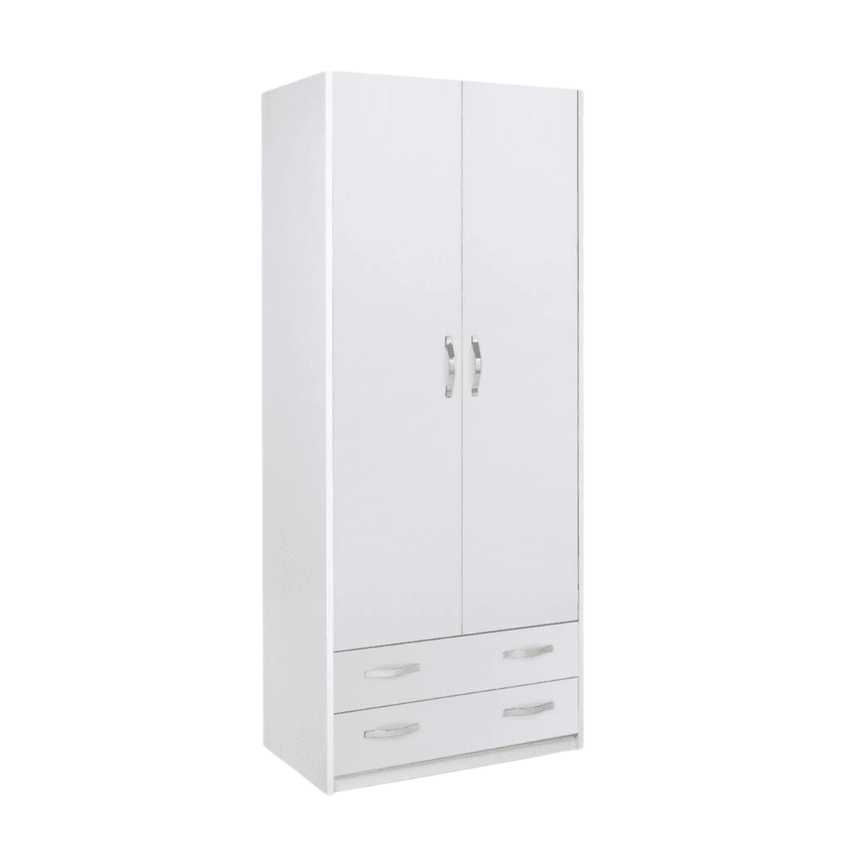 Armadio in legno bianco "Modern2" con 2 ante e 2 cassetti appendiabiti cm 91x52 210h - MondoViro