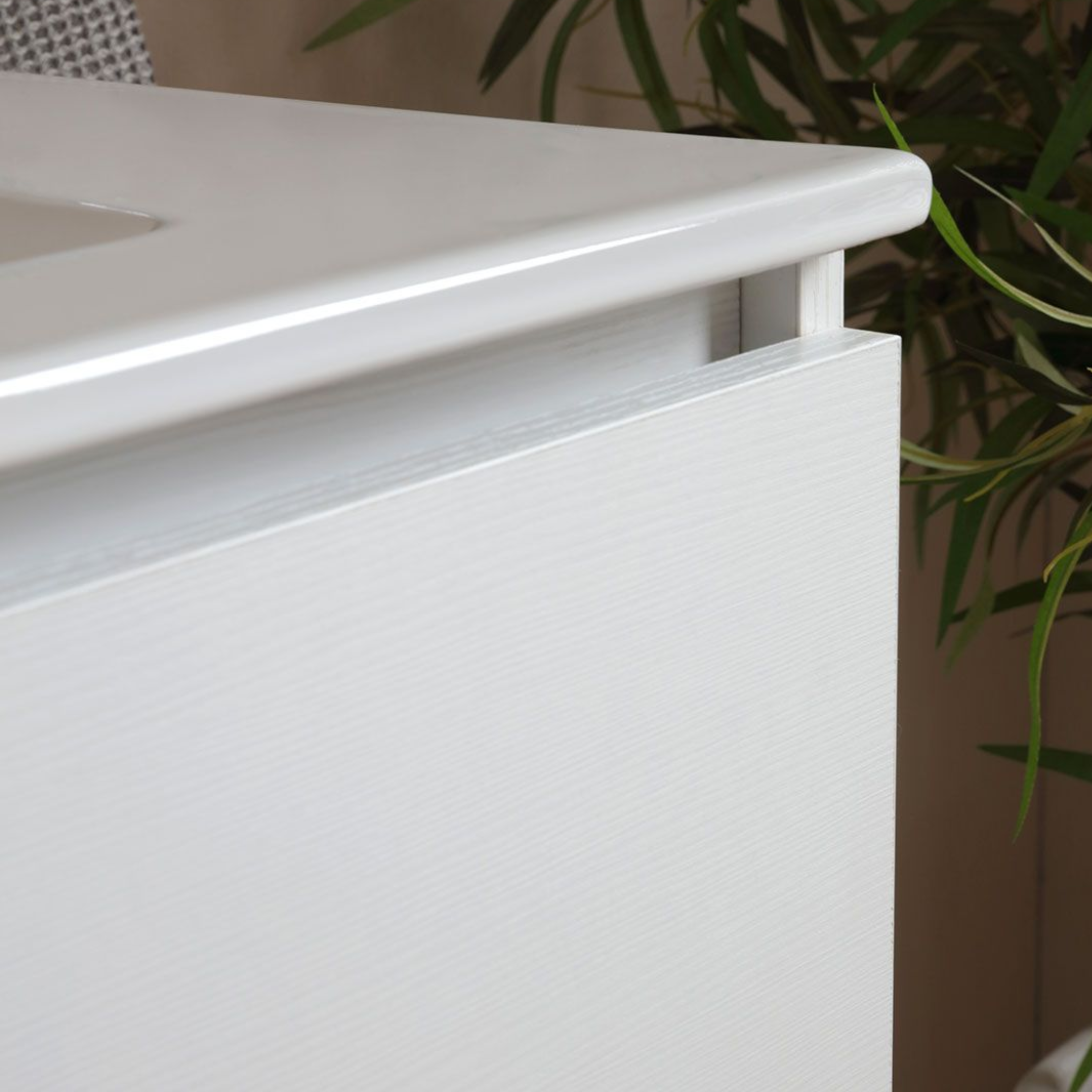 Mobile da bagno bianco "Belize80" sospeso con due cassetti e lavabo in ceramica