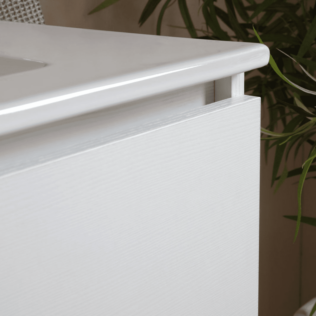 Mobile da bagno bianco "Belize80" sospeso con due cassetti e lavabo in ceramica - MondoViro