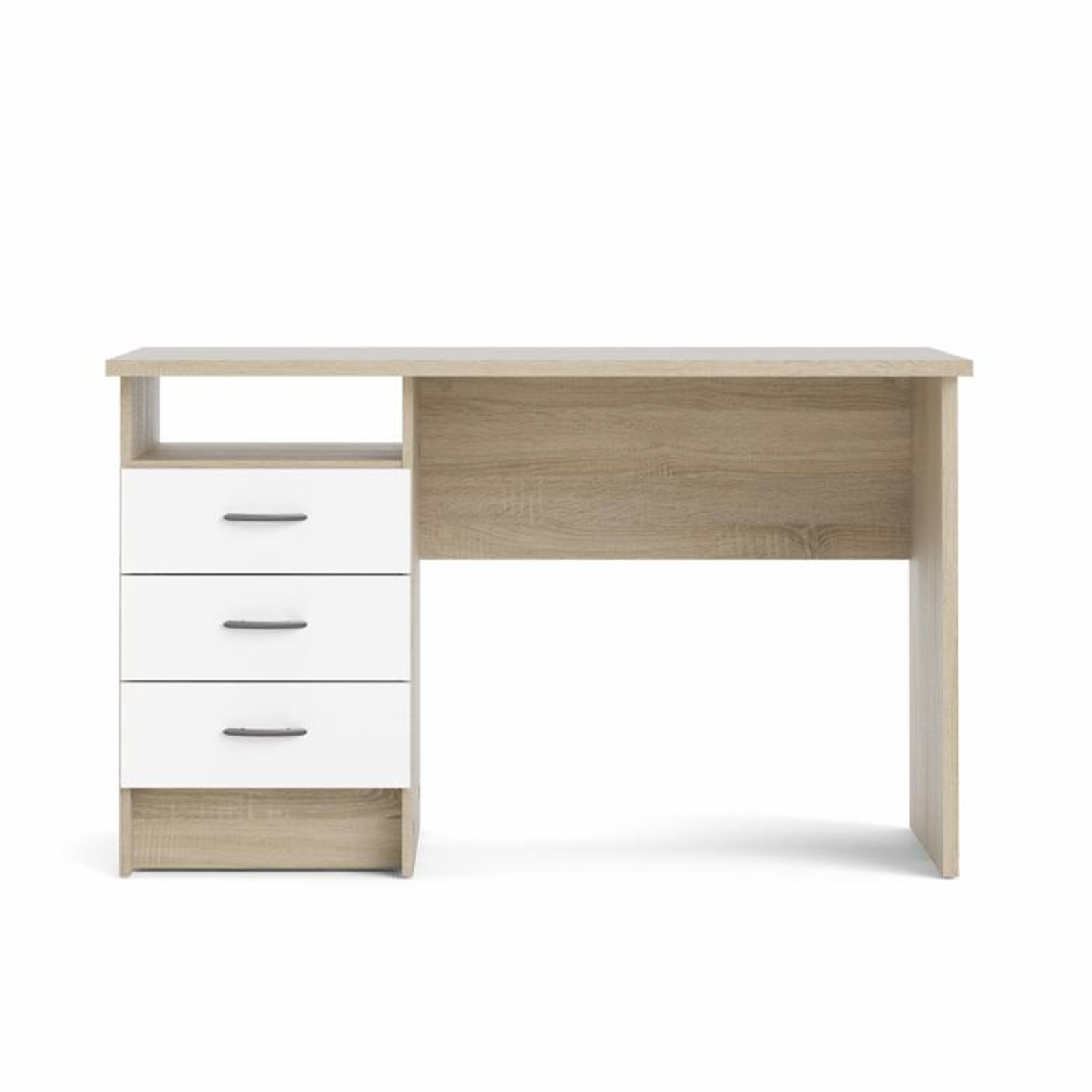 Scrivania con cassettiera a 3 cassetti "Function Plus" in legno rovere e bianco cm 120x48 73h