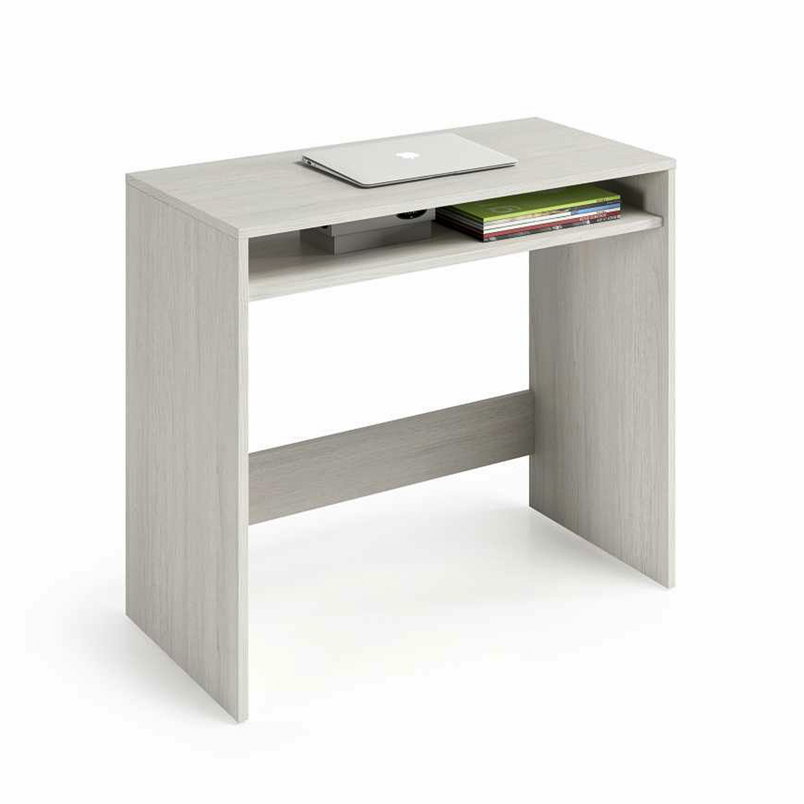 Scrivania in legno bianco "Star" per ufficio con 1 ripiano fisso a giorno cm 79x43 78h