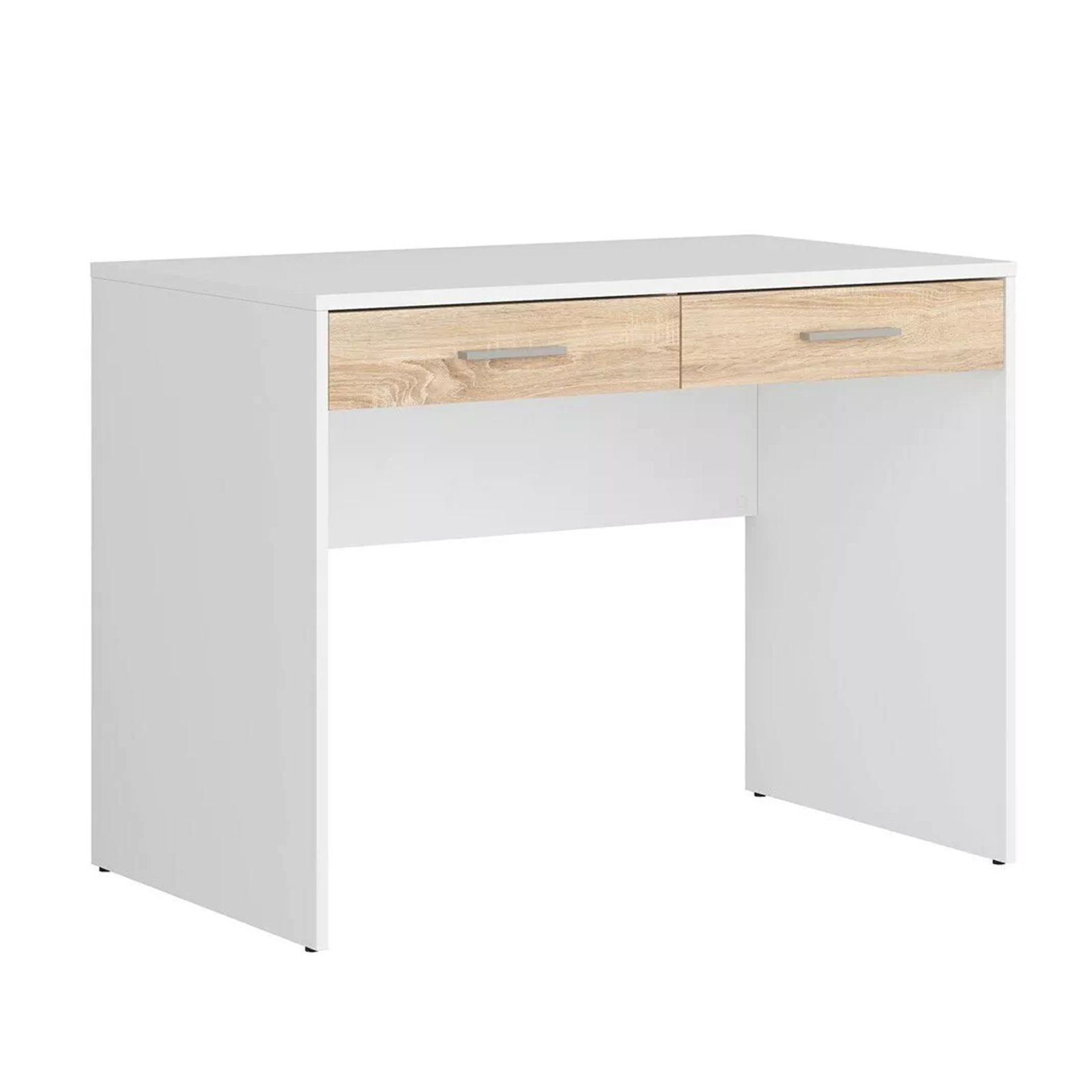 Scrivania in legno bianco "USB" per ufficio con 2 cassetti rovere cm 100x60 75h