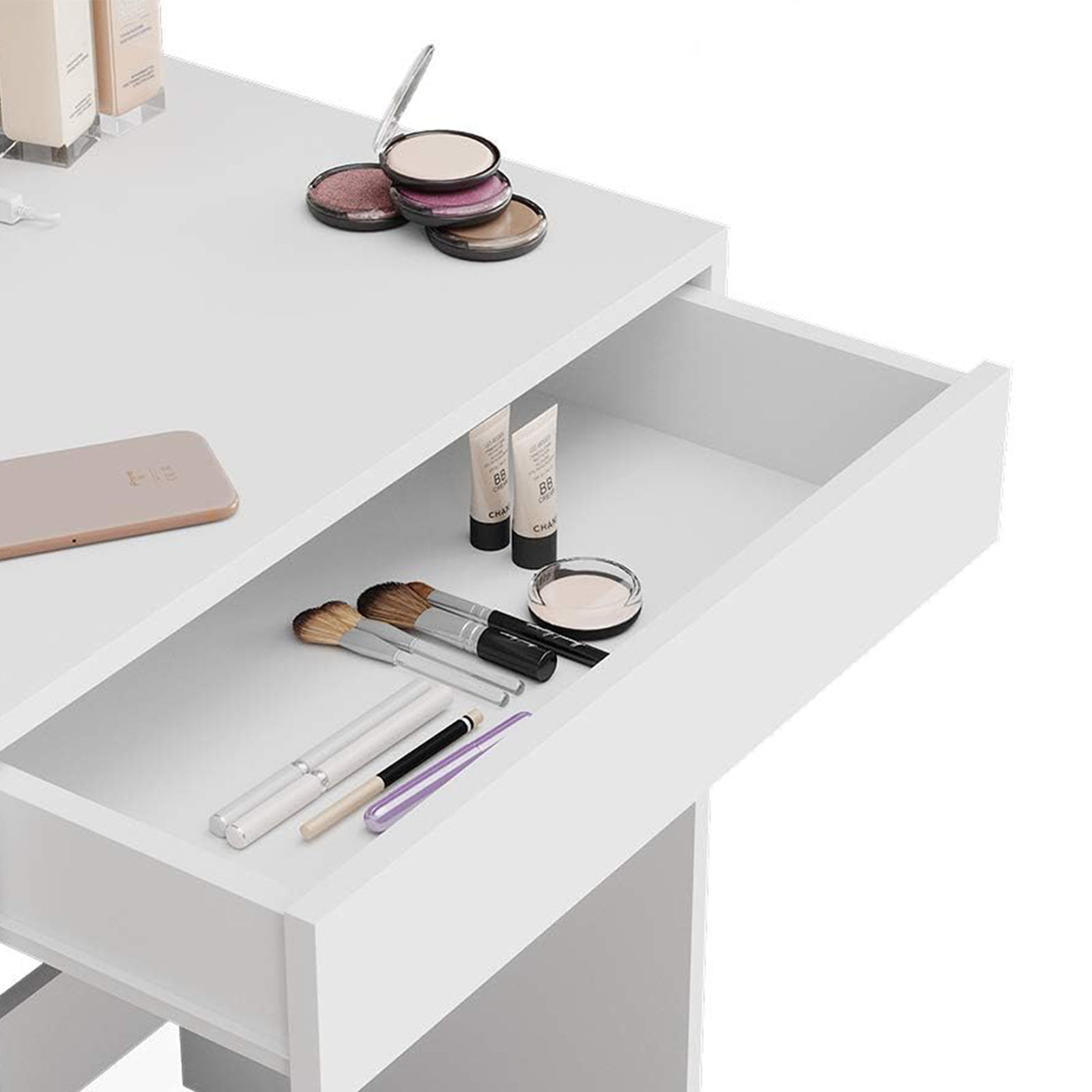 Scrivania 2 cassetti moderna "Touch" in legno bianco per ufficio cm 138x50 75h