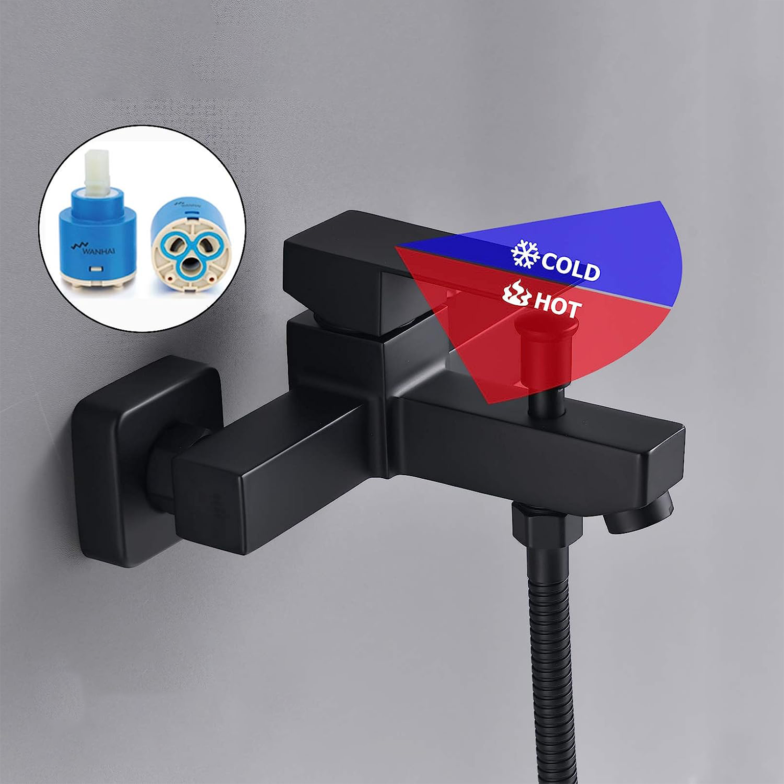 Rubinetto miscelatore per vasca "Elegant" in ottone nero opaco monocomando