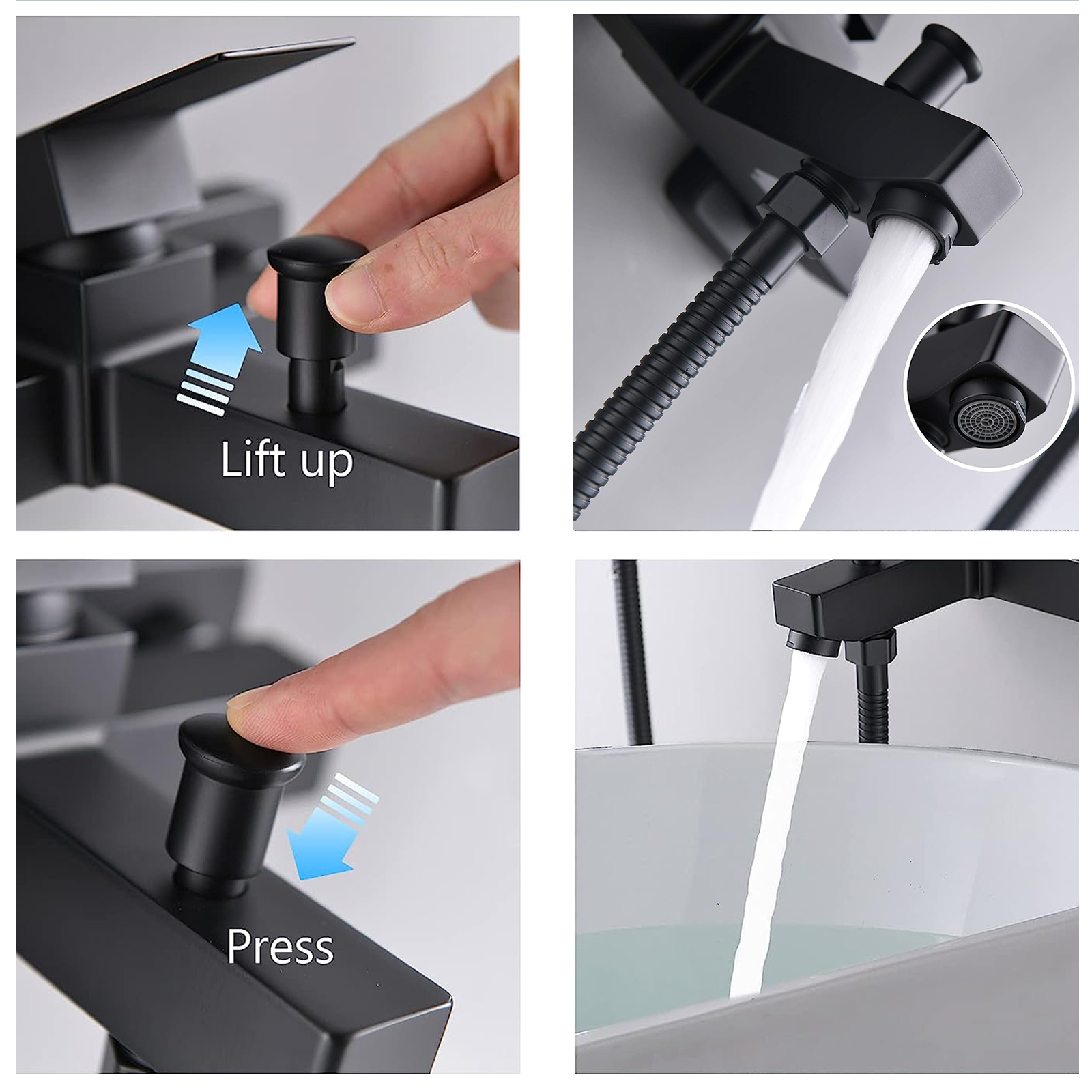 Rubinetto miscelatore per vasca "Elegant" in ottone nero opaco monocomando