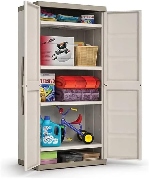 Armadio in resina antiurto da giardino "Bacas XL" con ripiani interni