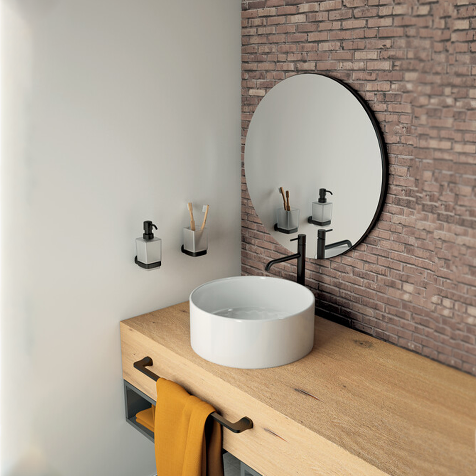 Porta salviette bagno a muro "Stelvio" in acciaio inox nero opaco per asciugamani