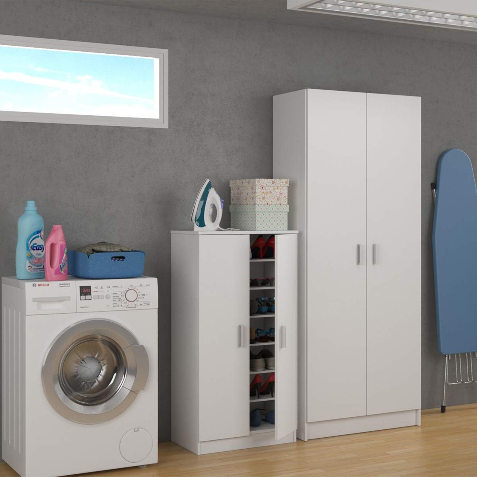 Armadio scarpiera 2 ante "Basic" in legno canadian con 6 ripiani cm 55x36 108h