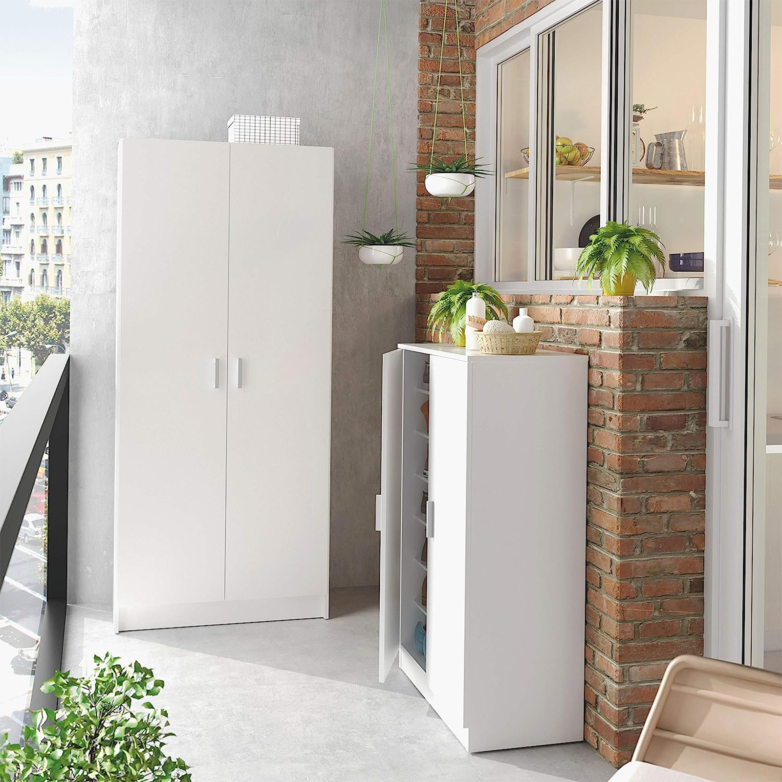 Armadio scarpiera 2 ante "Basic" in legno canadian con 6 ripiani cm 55x36 108h