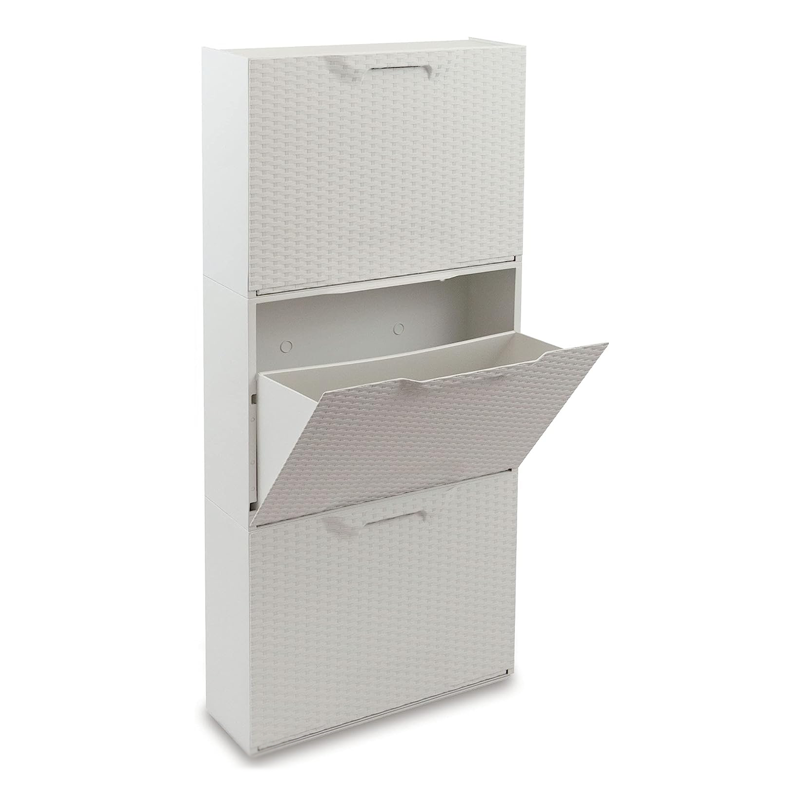 Scarpiera modulare in plastica rattan con anta a scomparsa cm 51x18 40h