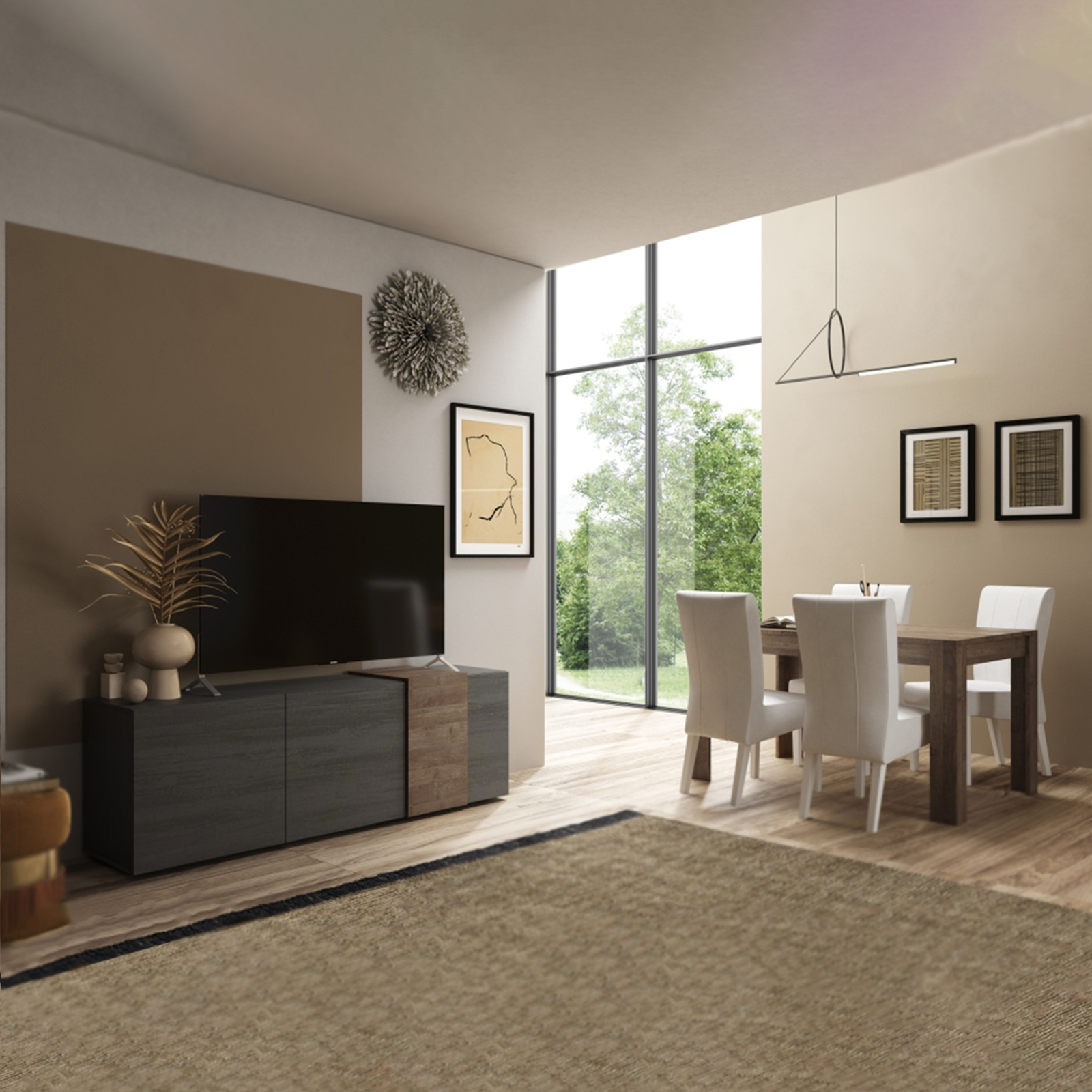 Mobile 3 ante porta tv in legno "Venus" da soggiorno cm 181x44 59h