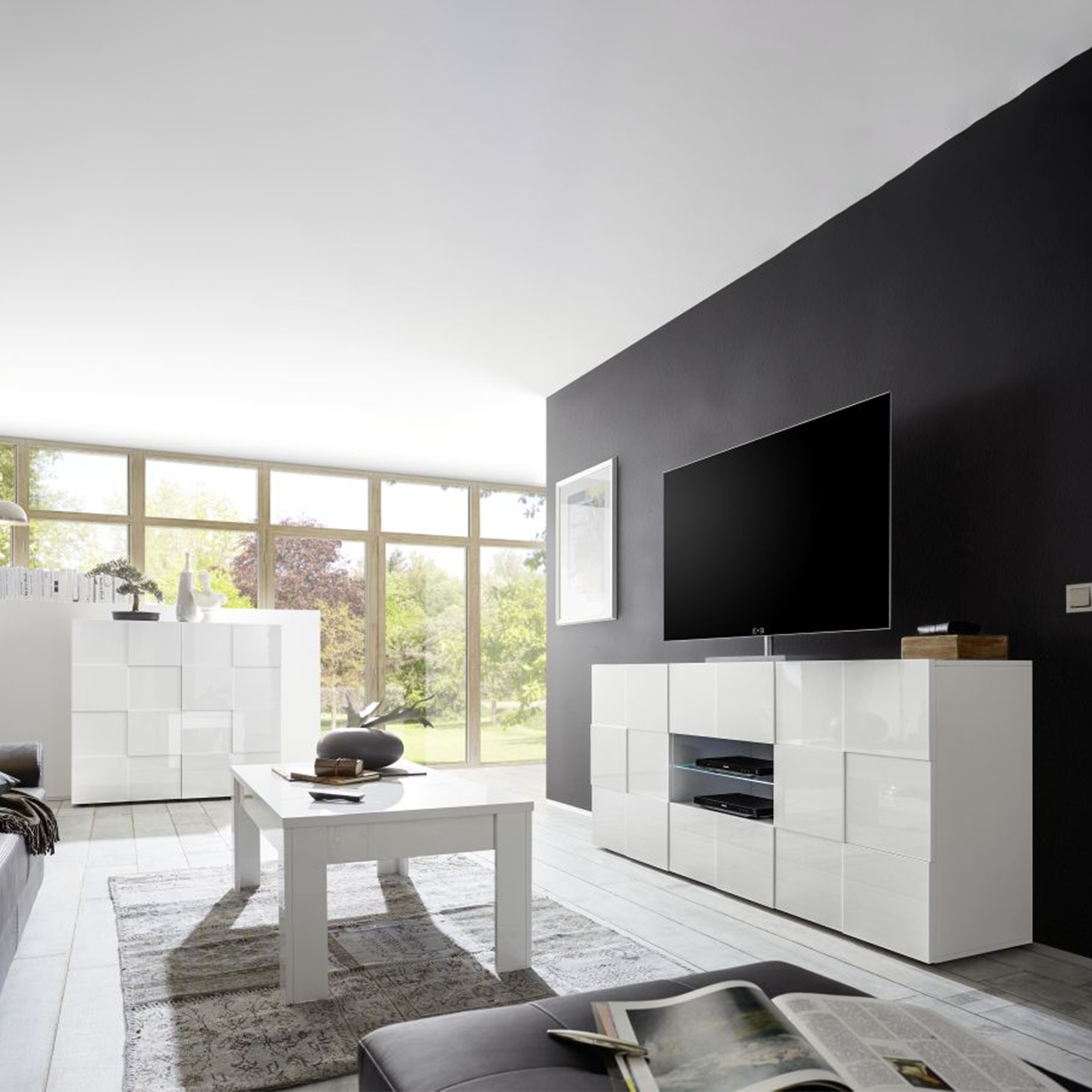 Madia da ingresso in legno "Dama" 2 ante e 2 cassetti cm 181x43 84h