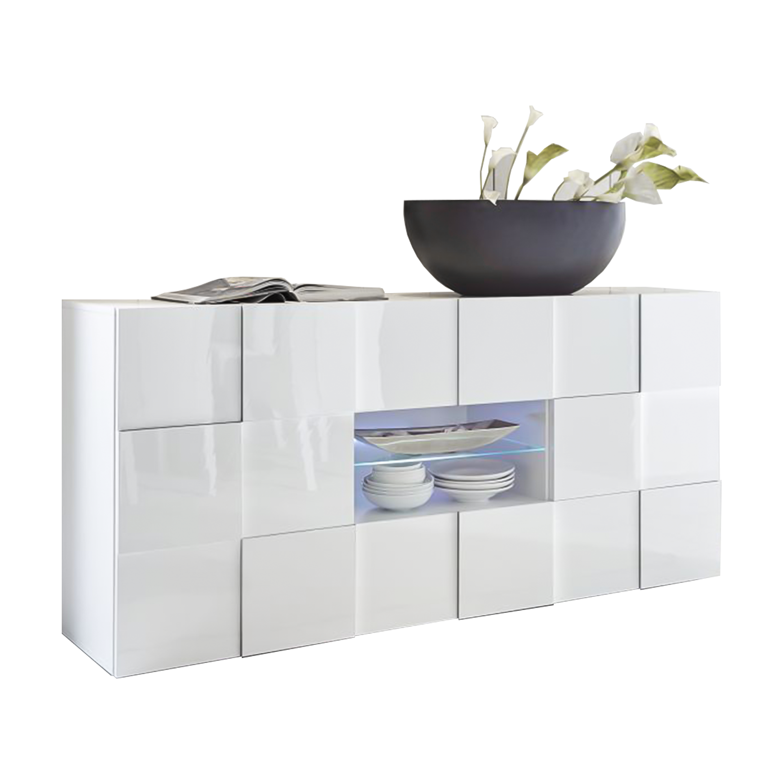 Madia da ingresso in legno "Dama" 2 ante e 2 cassetti cm 181x43 84h