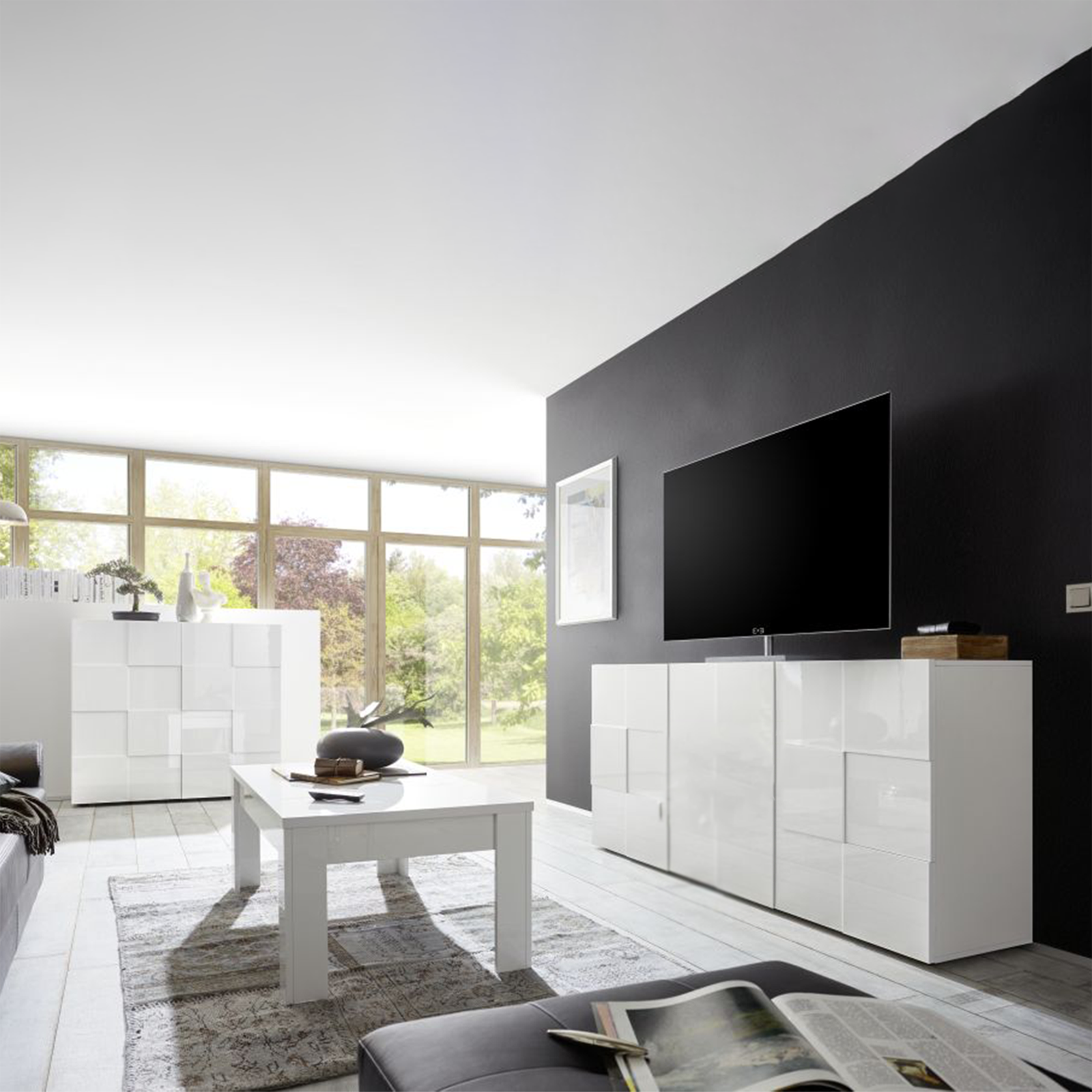 Madia da ingresso in legno "Dama" mobile soggiorno con 3 ante cm 181x43 84h