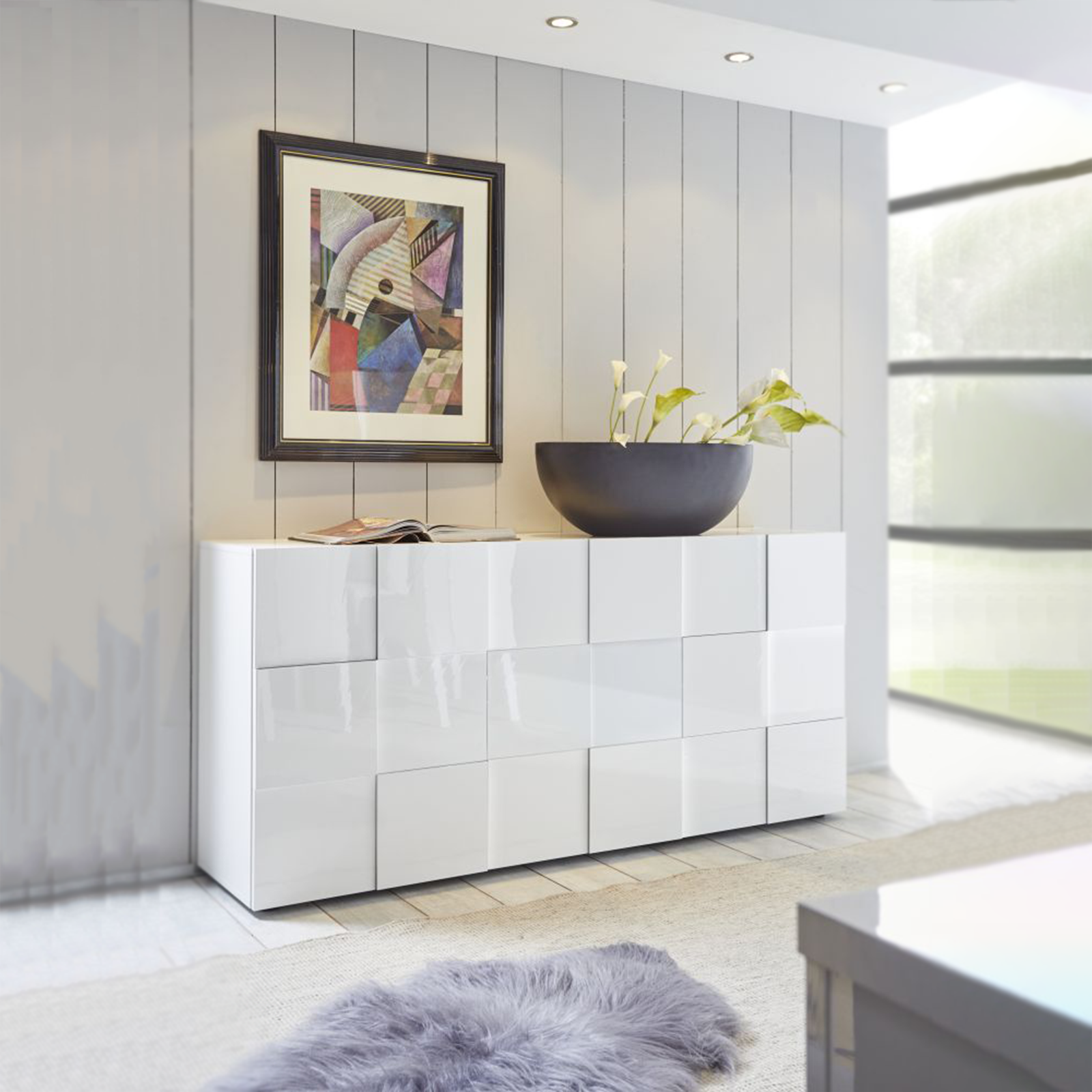 Madia da ingresso in legno "Dama" mobile soggiorno con 3 ante cm 181x43 84h