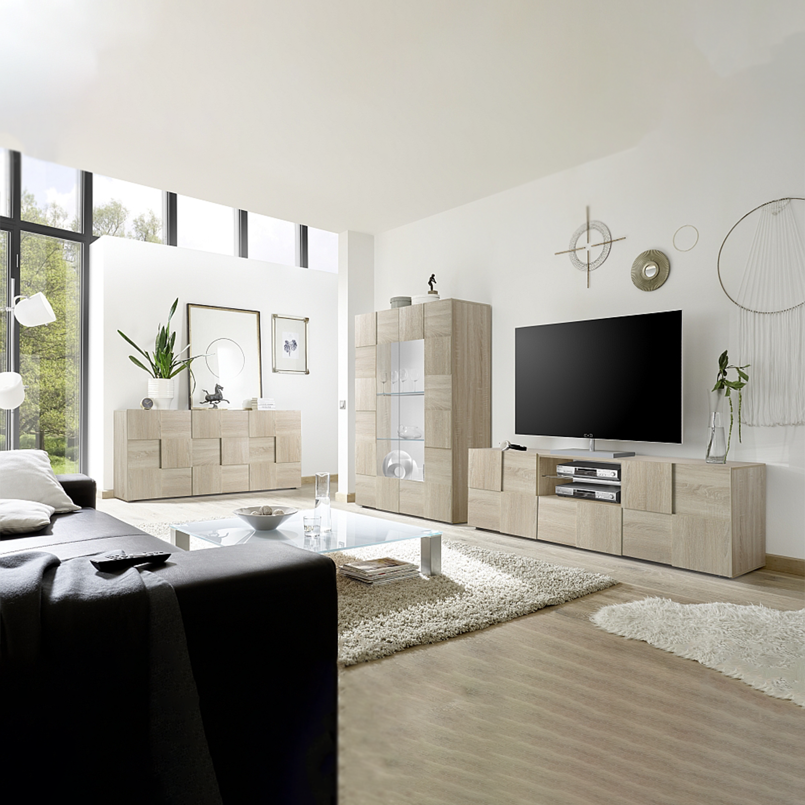 Madia da ingresso in legno "Dama" mobile soggiorno con 3 ante cm 181x43 84h