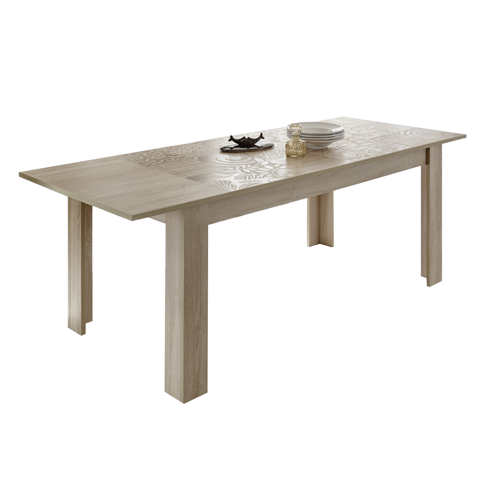 Tavolo allungabile moderno "Miro" in legno serigrafato cm 137/185x90 79h