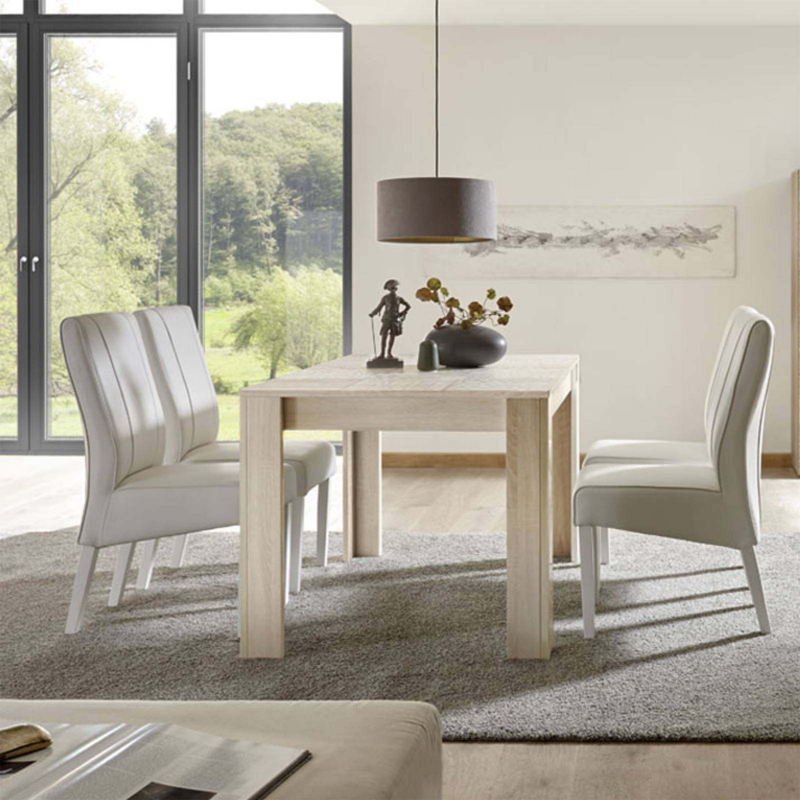 Tavolo allungabile moderno "Miro" in legno serigrafato cm 137/185x90 79h