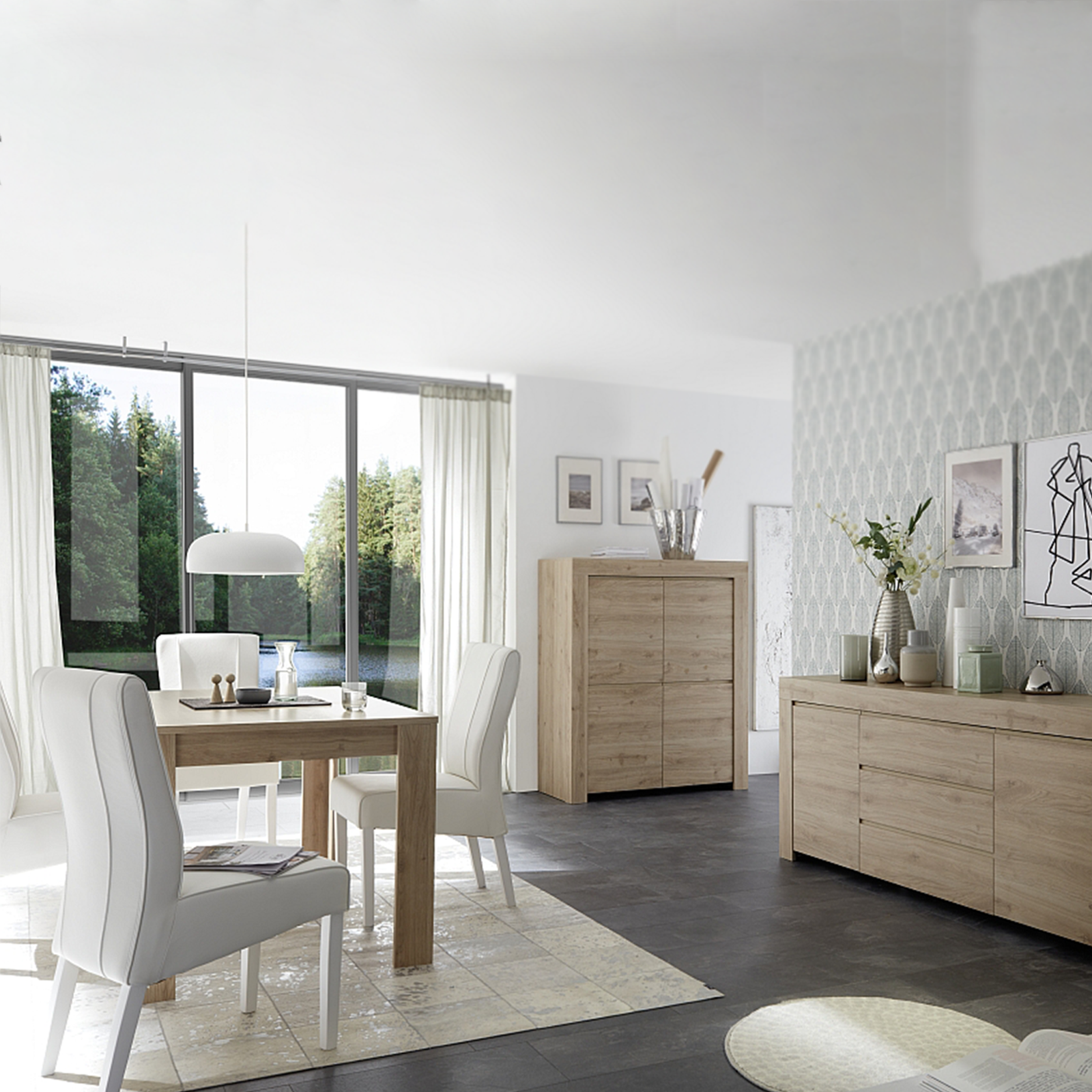 Tavolo fisso moderno "Firenze" in legno di rovere cm 180x90 79h