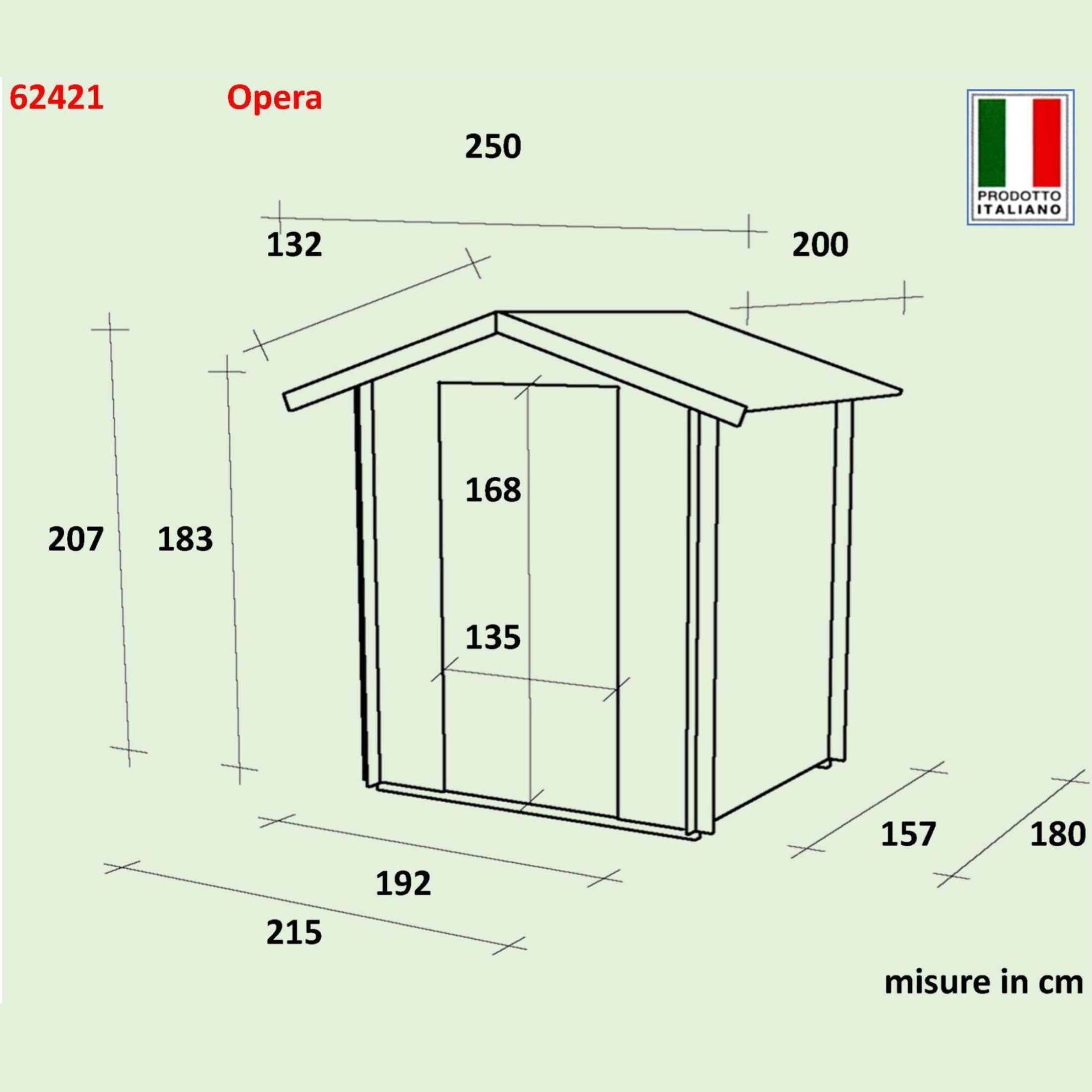 Casetta in legno da giardino "Opera" cm 215x180 207h porta doppia finestrata